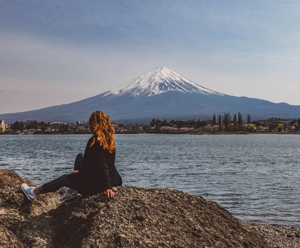 Cory admiring the most iconic landmark in Japan: Mount Fuji