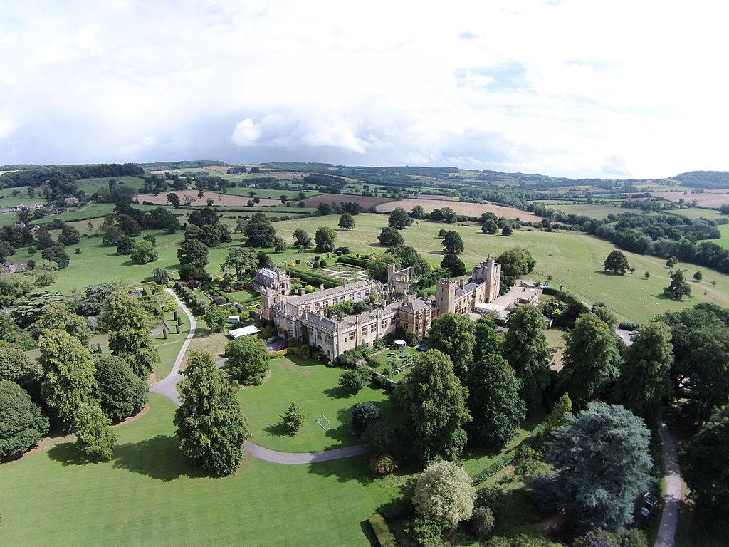 Sudeley castle and gardens as seen from above Sudeley castle and gardens as seen from above