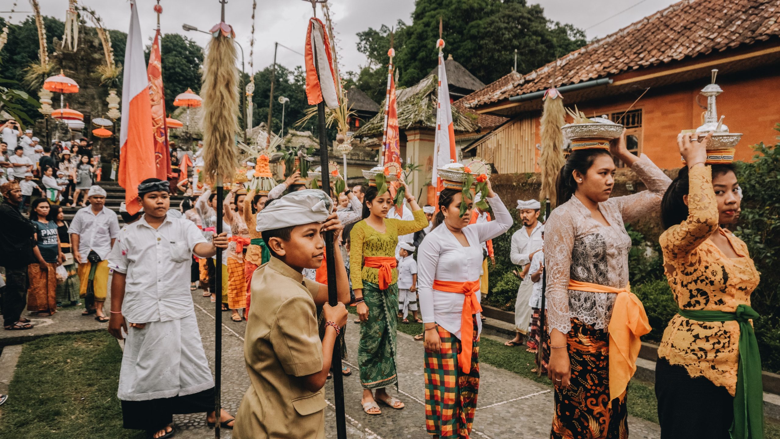 Balinese people dressed in sarong