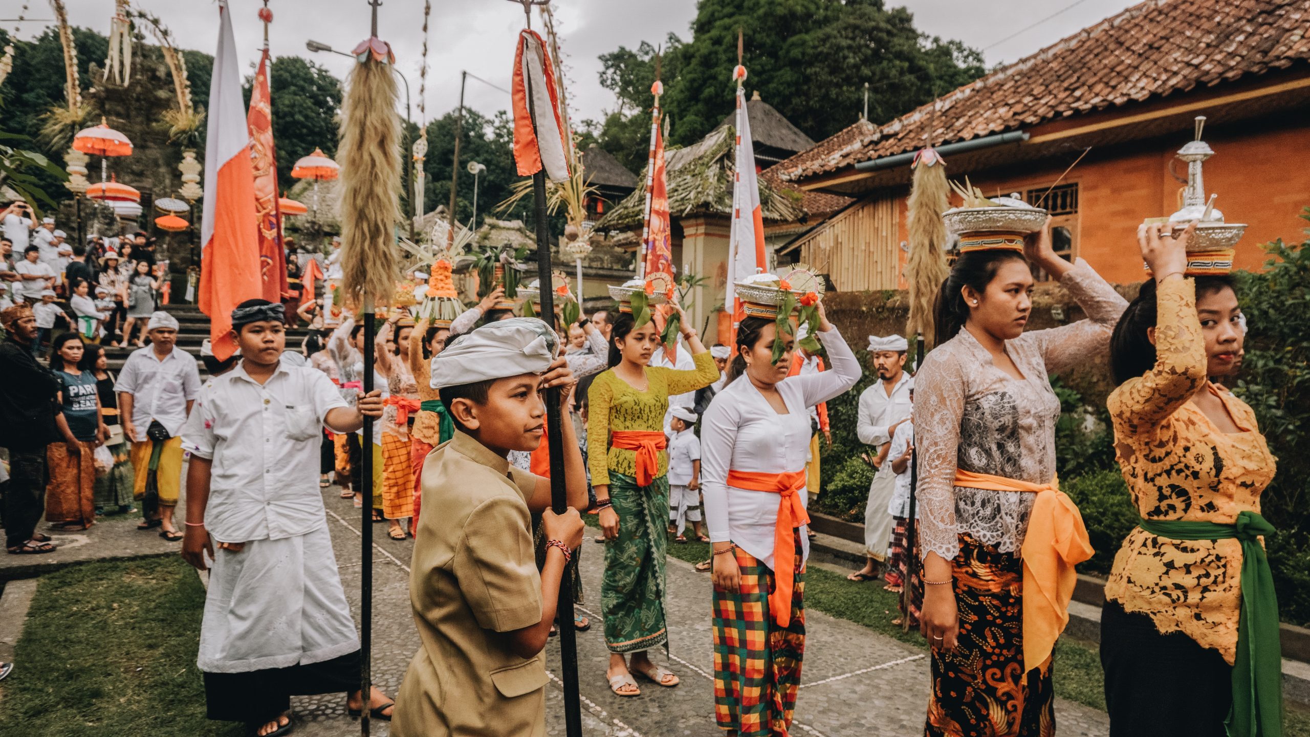 Balinese people dressed in sarong Balinese people dressed in sarong