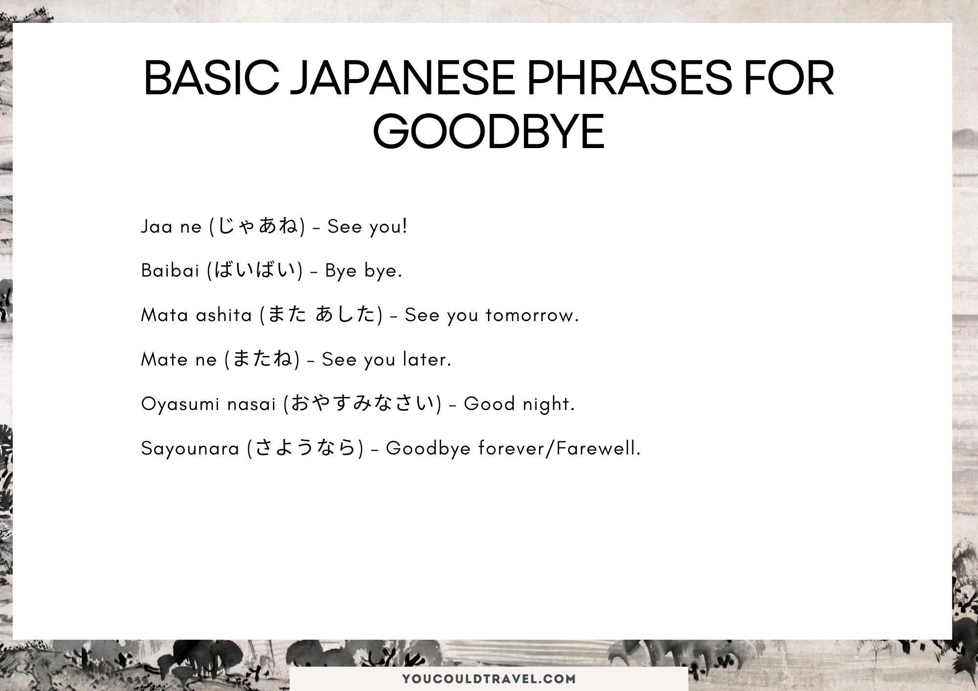 Japanese phrases for goodbye
