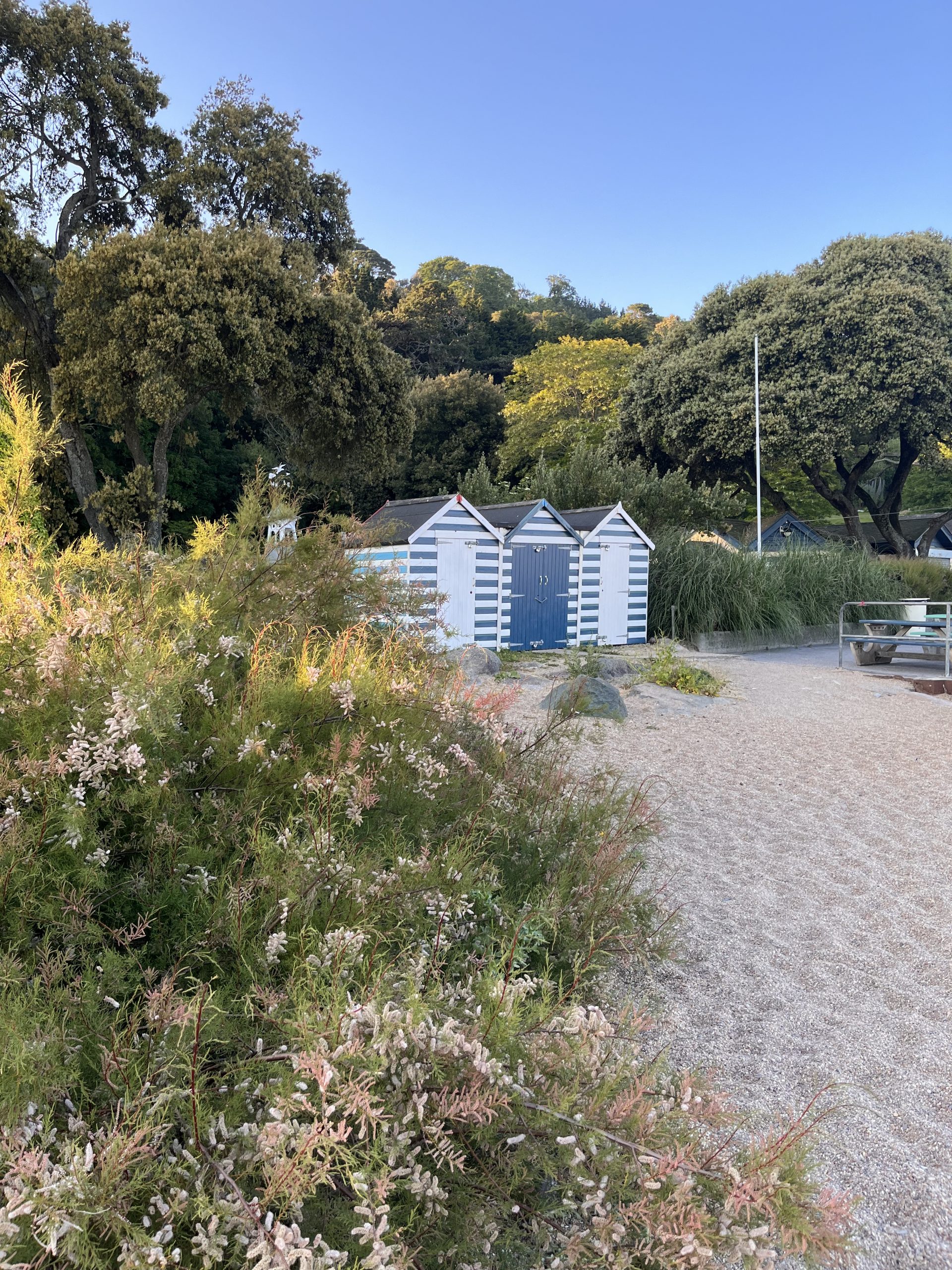 Beautiful English beach huts in Devon