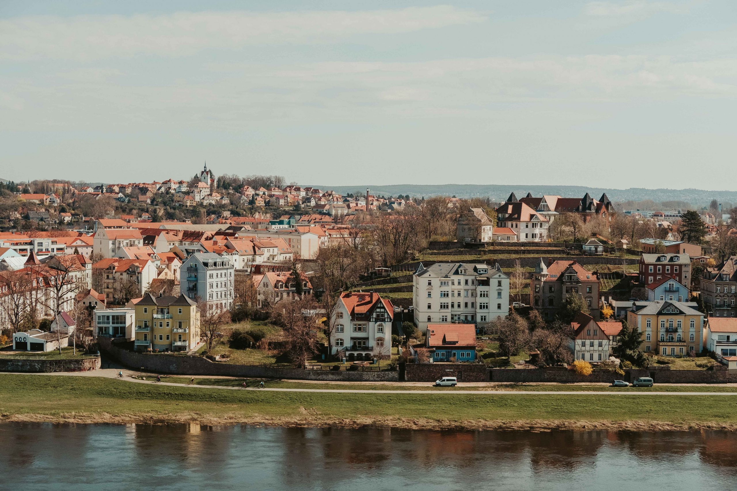 beautiful meissen on the banks of river Elbe in Germany