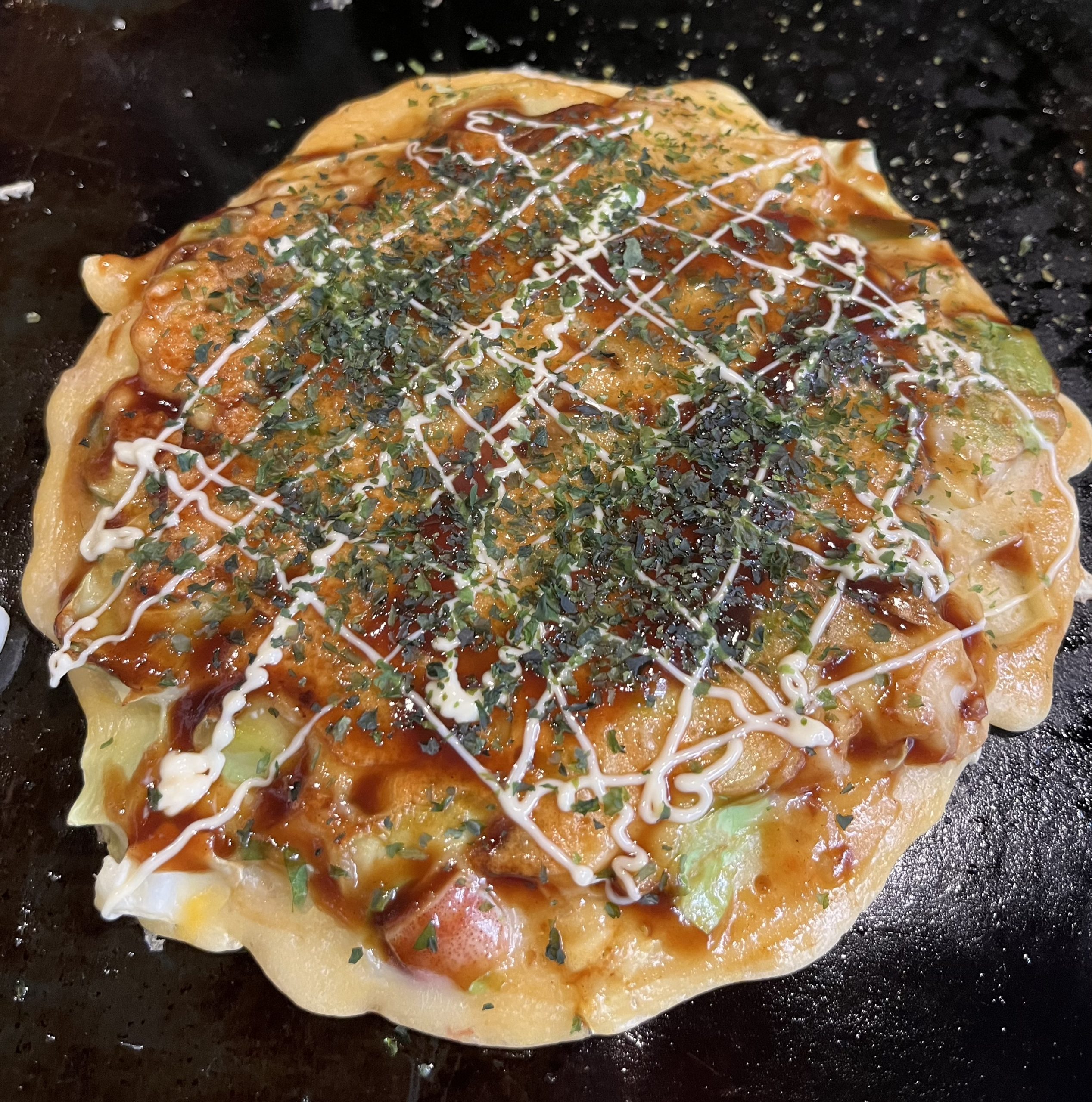 Beautiful okonomiyaki in Sometaro restaurant Asakusa, Tokyo Beautiful okonomiyaki in Sometaro restaurant Asakusa, Tokyo
