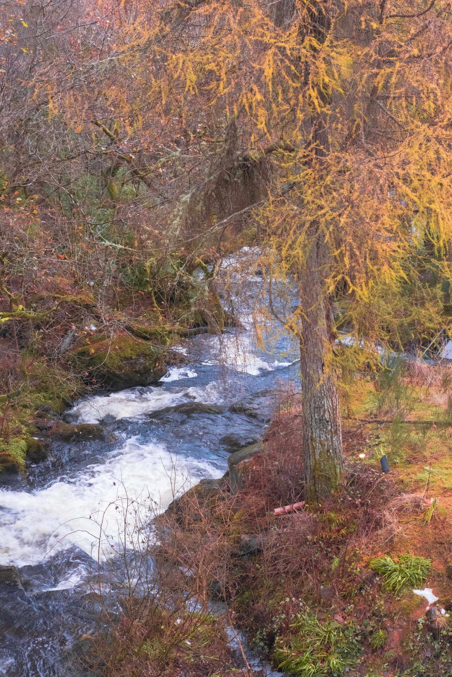 Beautiful river with The Waterfall at Loch Tay