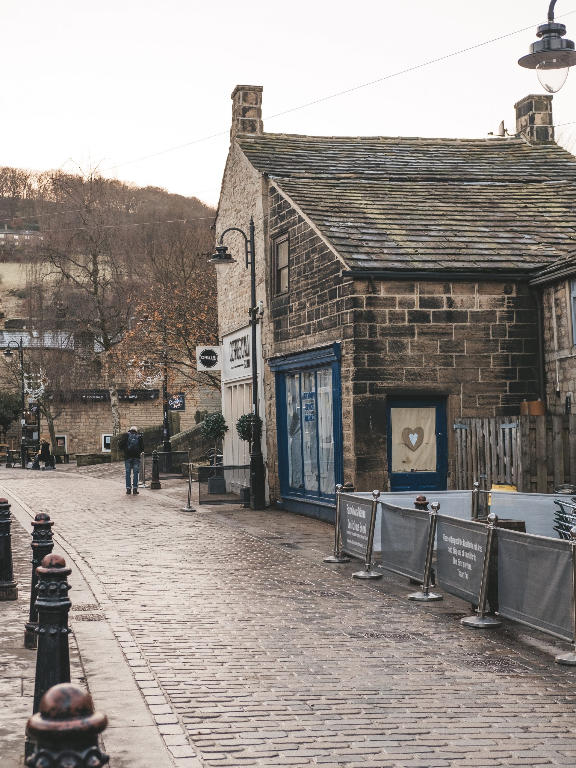 Beautiful town centre in Hebden Bridge with stone cottages Beautiful town centre in Hebden Bridge with stone cottages