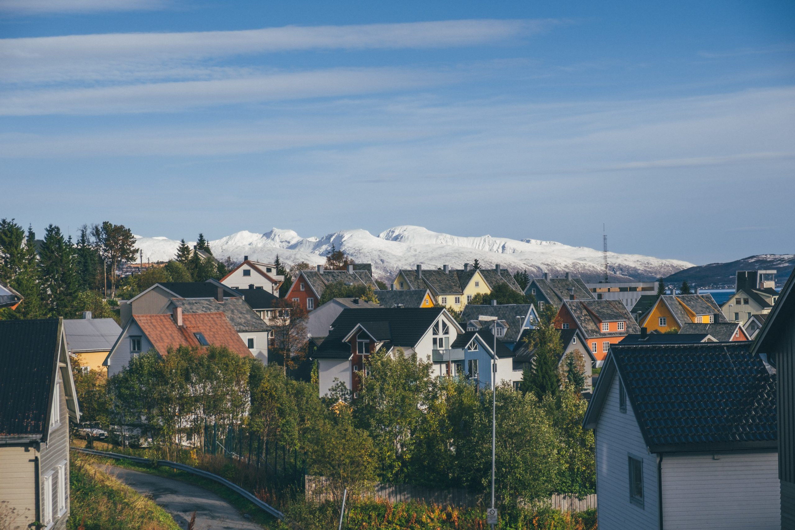 beautiful Tromso with cute arctic houses