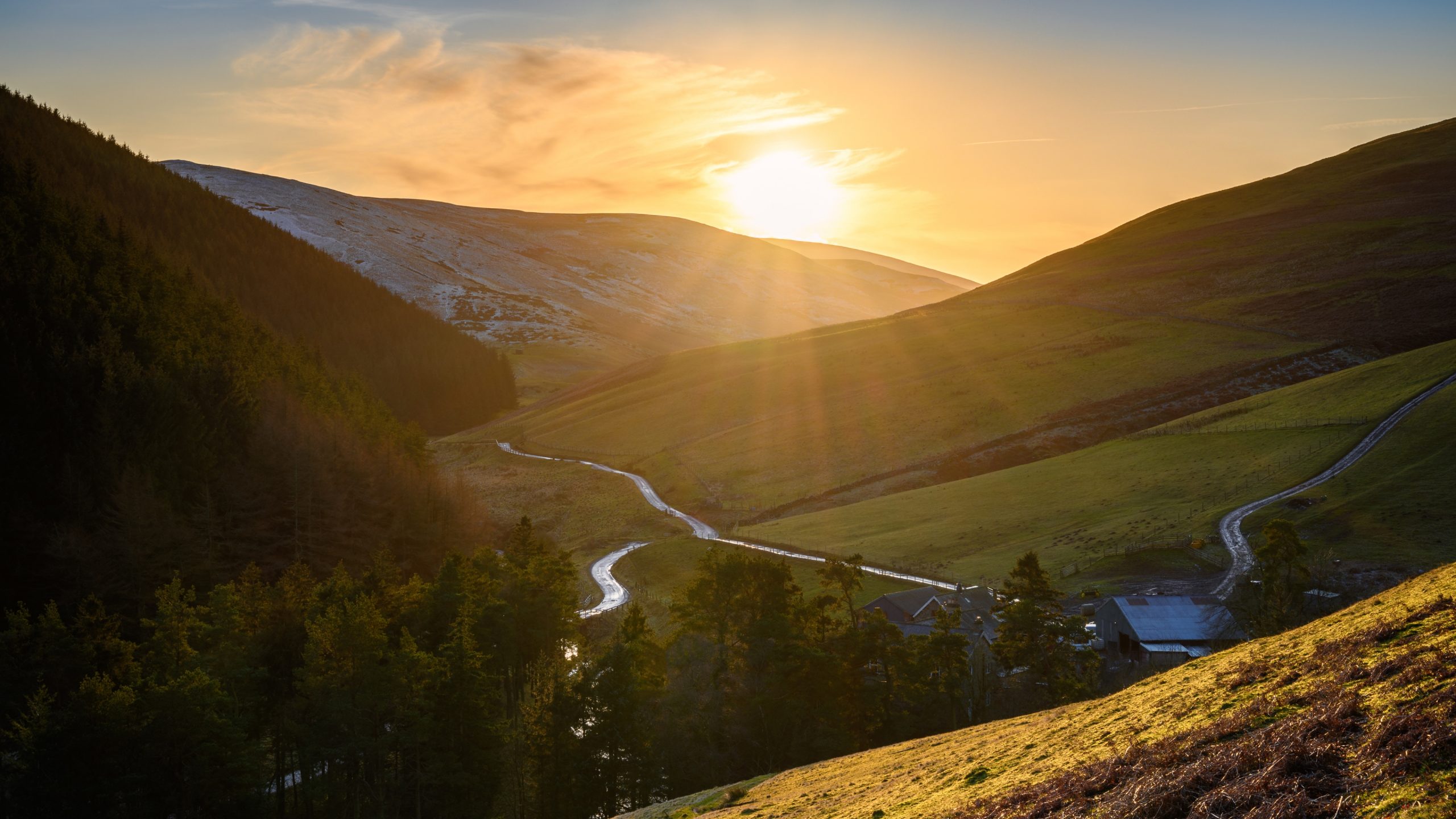 Biking at Upper Coquetdale at sunset Biking at Upper Coquetdale at sunset