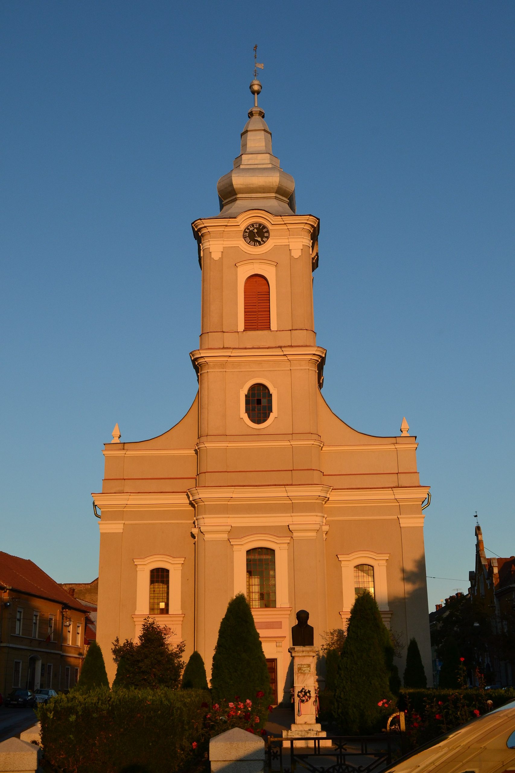 The chain church in Satu Mare during sunset