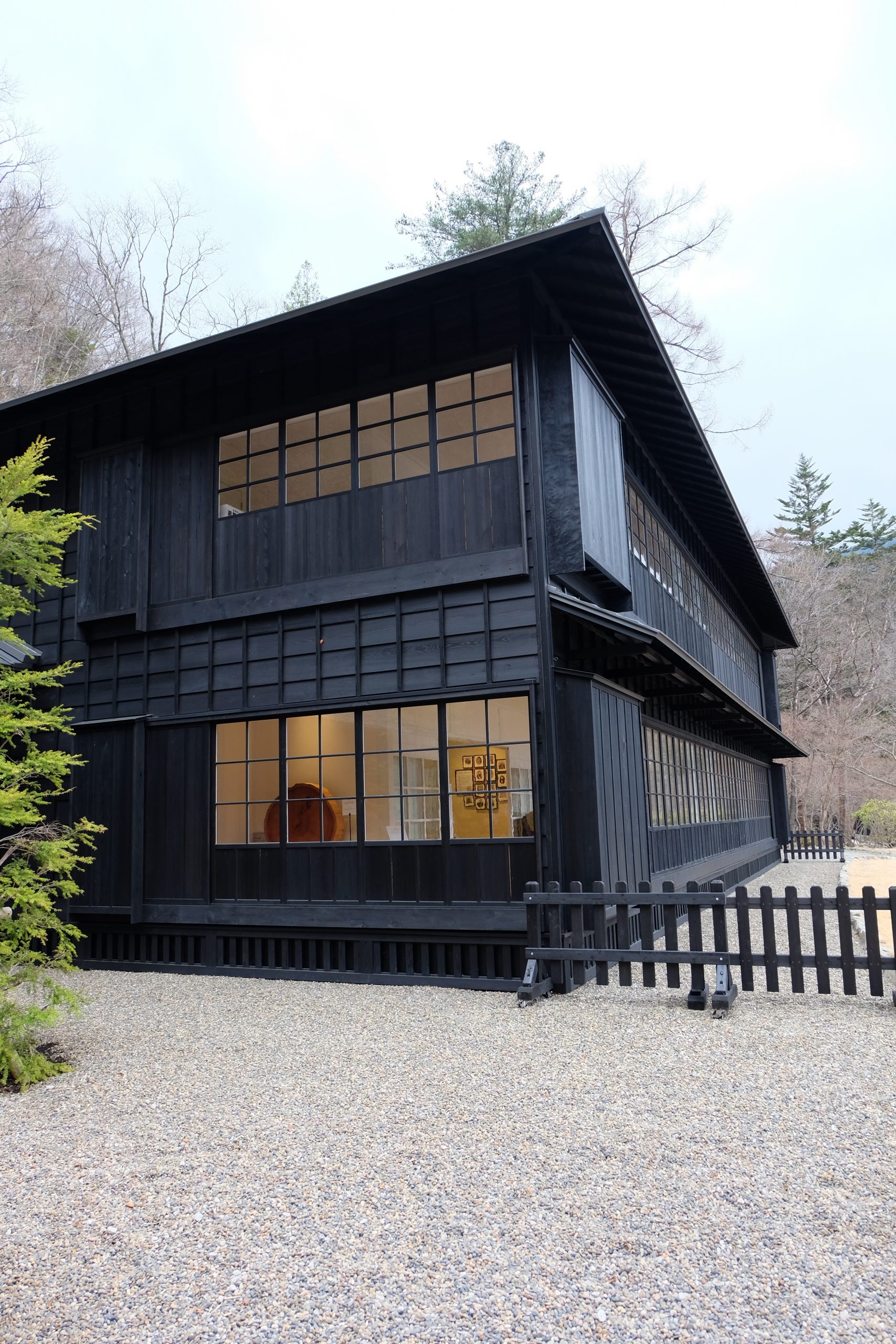 The stunning black exterior of the British embassy villa in Nikko