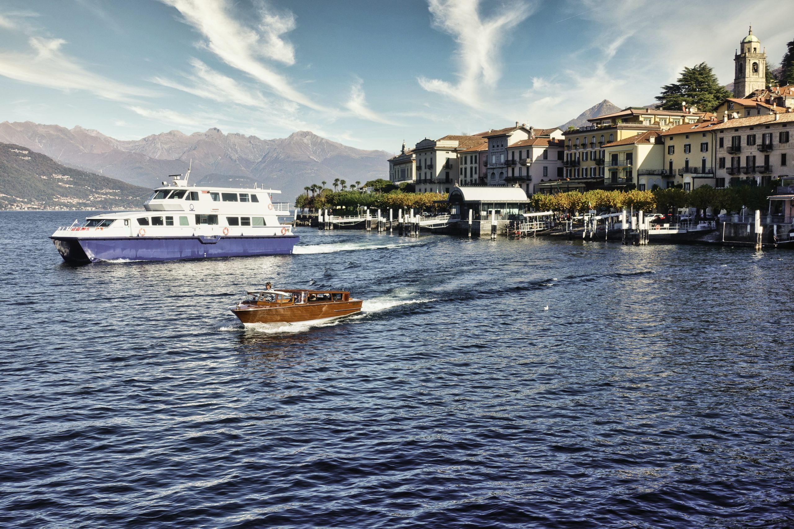 Boat and ferry on LAke Como from Bellagio