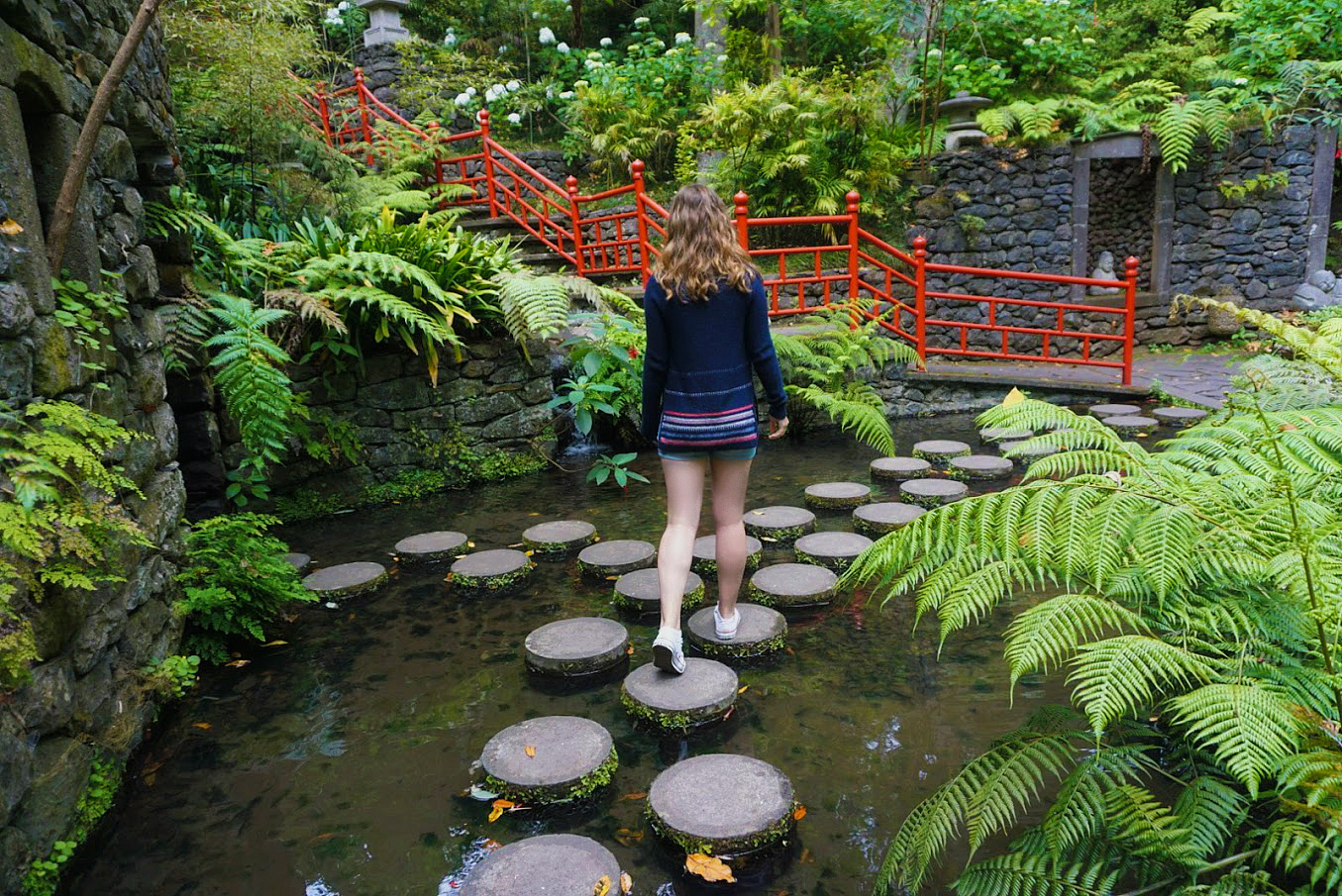 Cory walking in the botanical gardens of Funchal