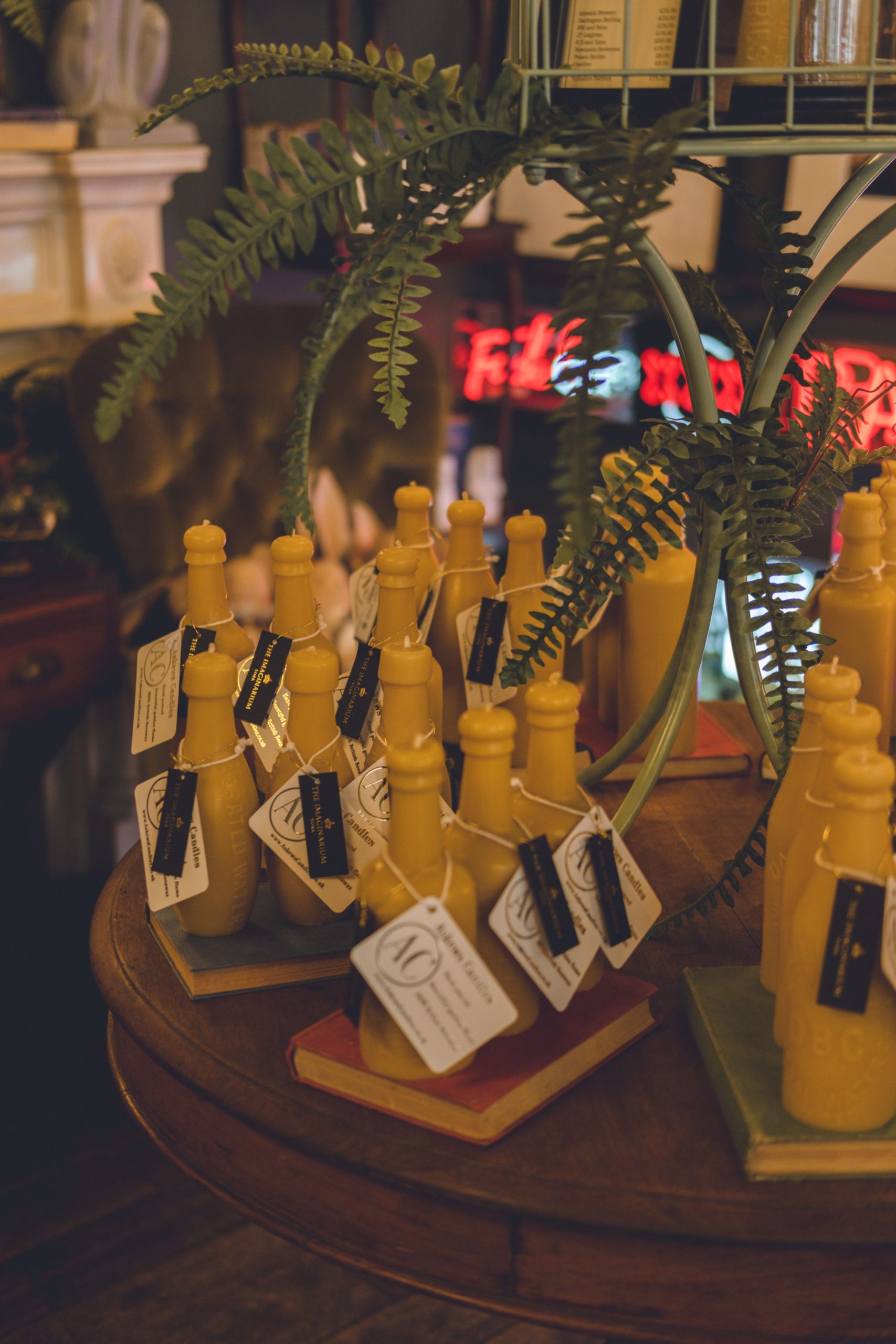 Bottle shaped candles at the imaginarium