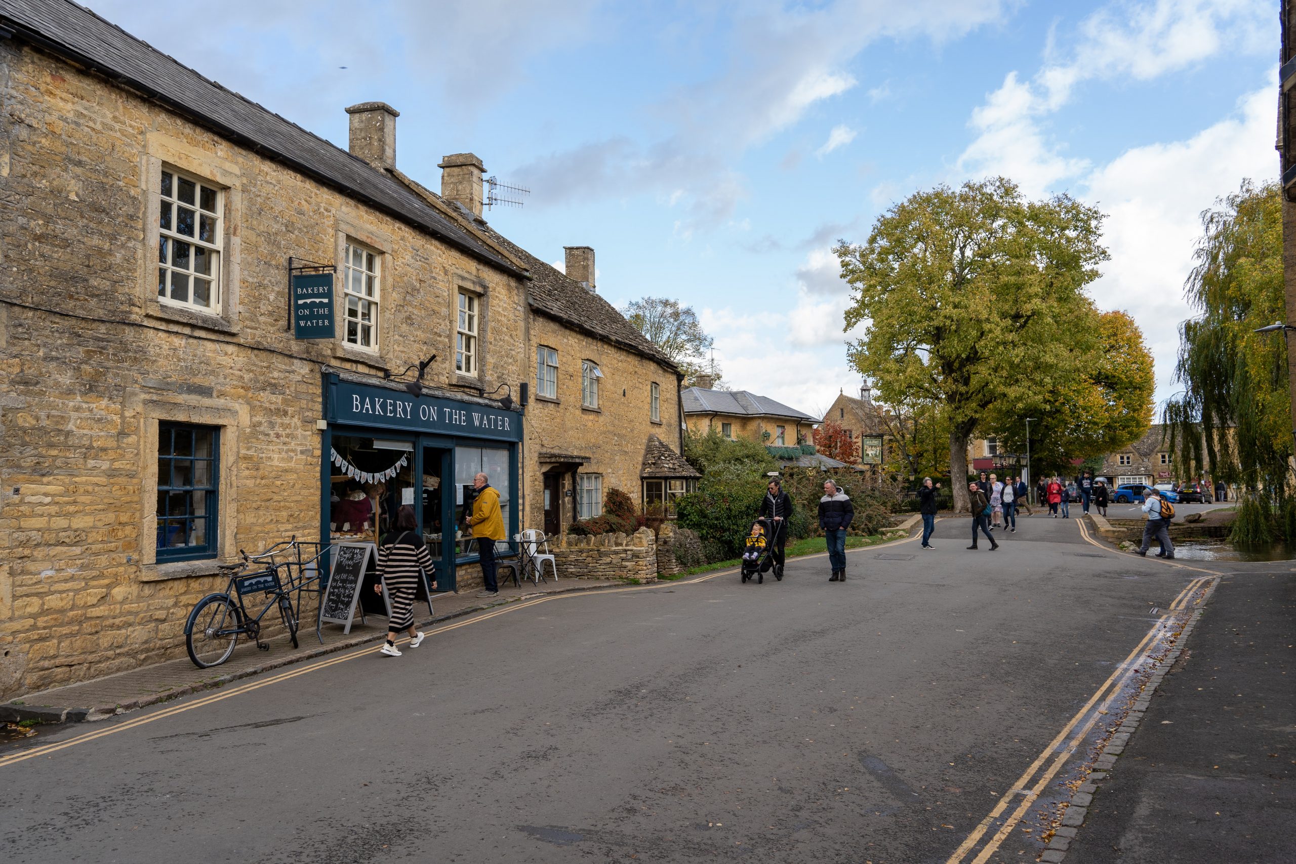 Bourton-on-the-Water with the local beautiful bakery