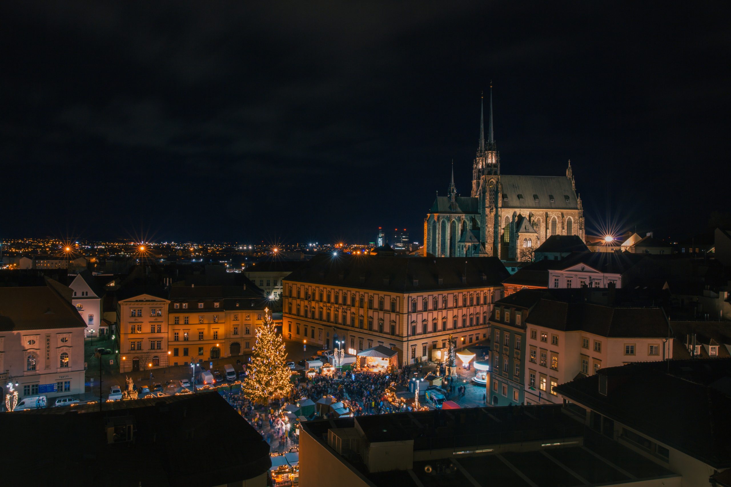 Beautiful city of Brno at night