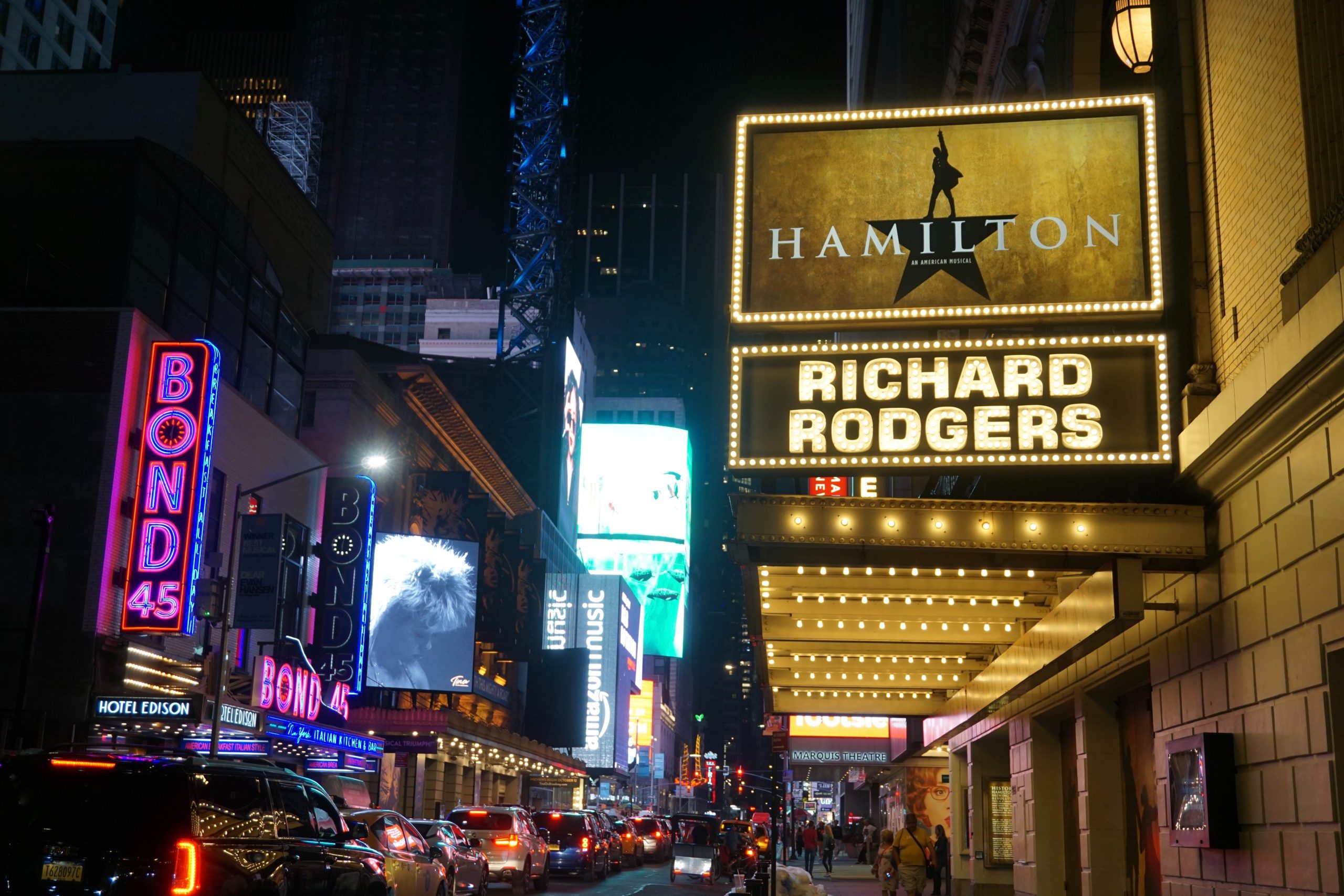 Broadway at night in New York City