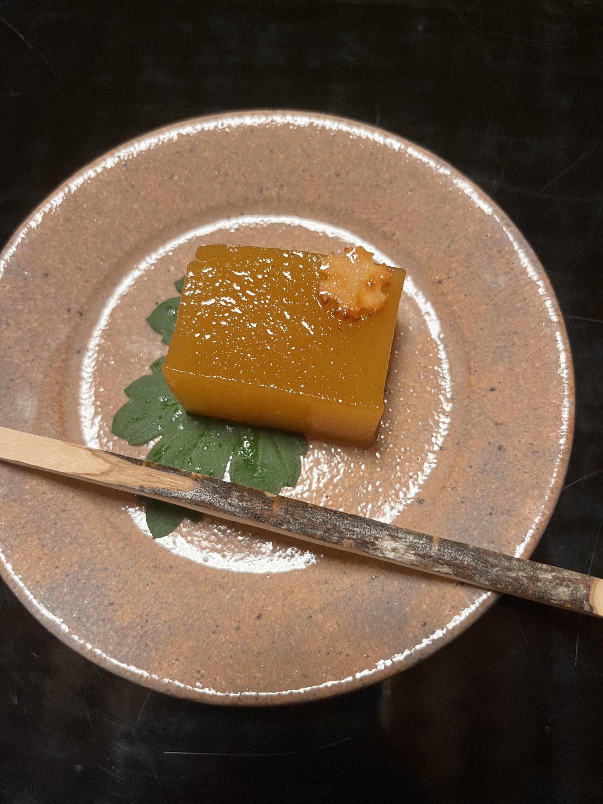 Buckwheat sponge cake dessert at Kikunoi Honten