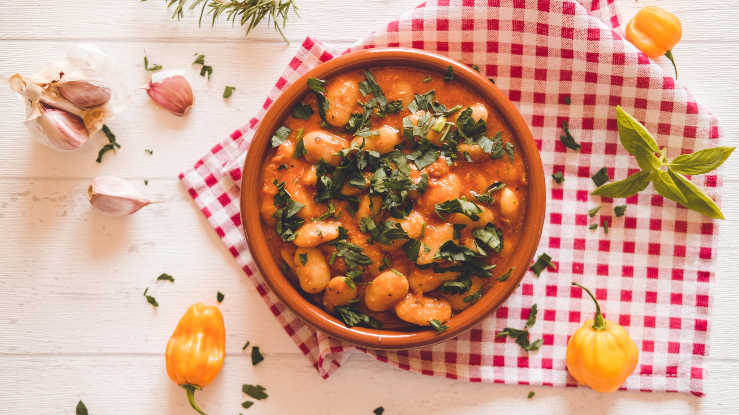 Delicious Romanian bean soup with parsley