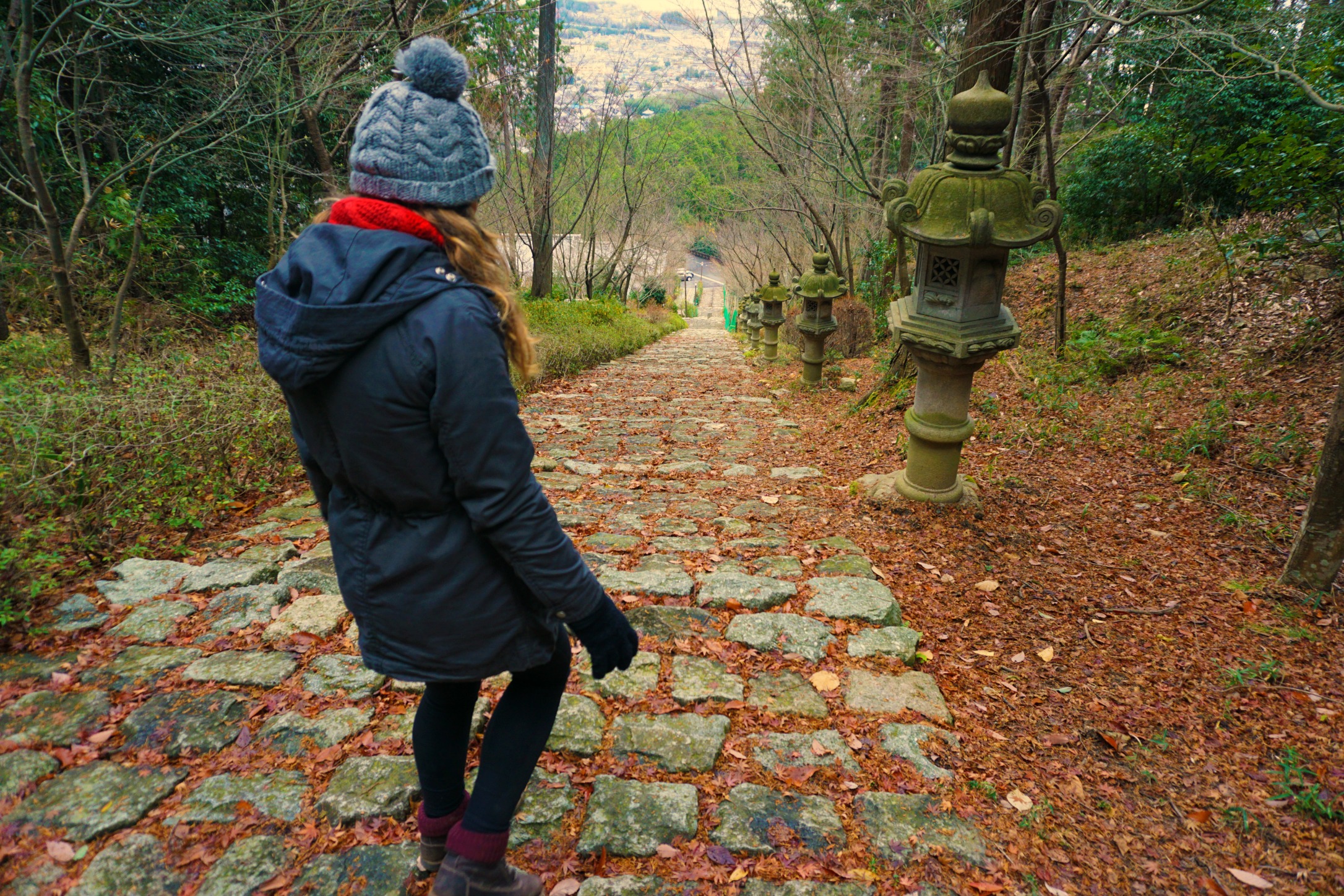 Cory hiking on Mount Hiei, in December