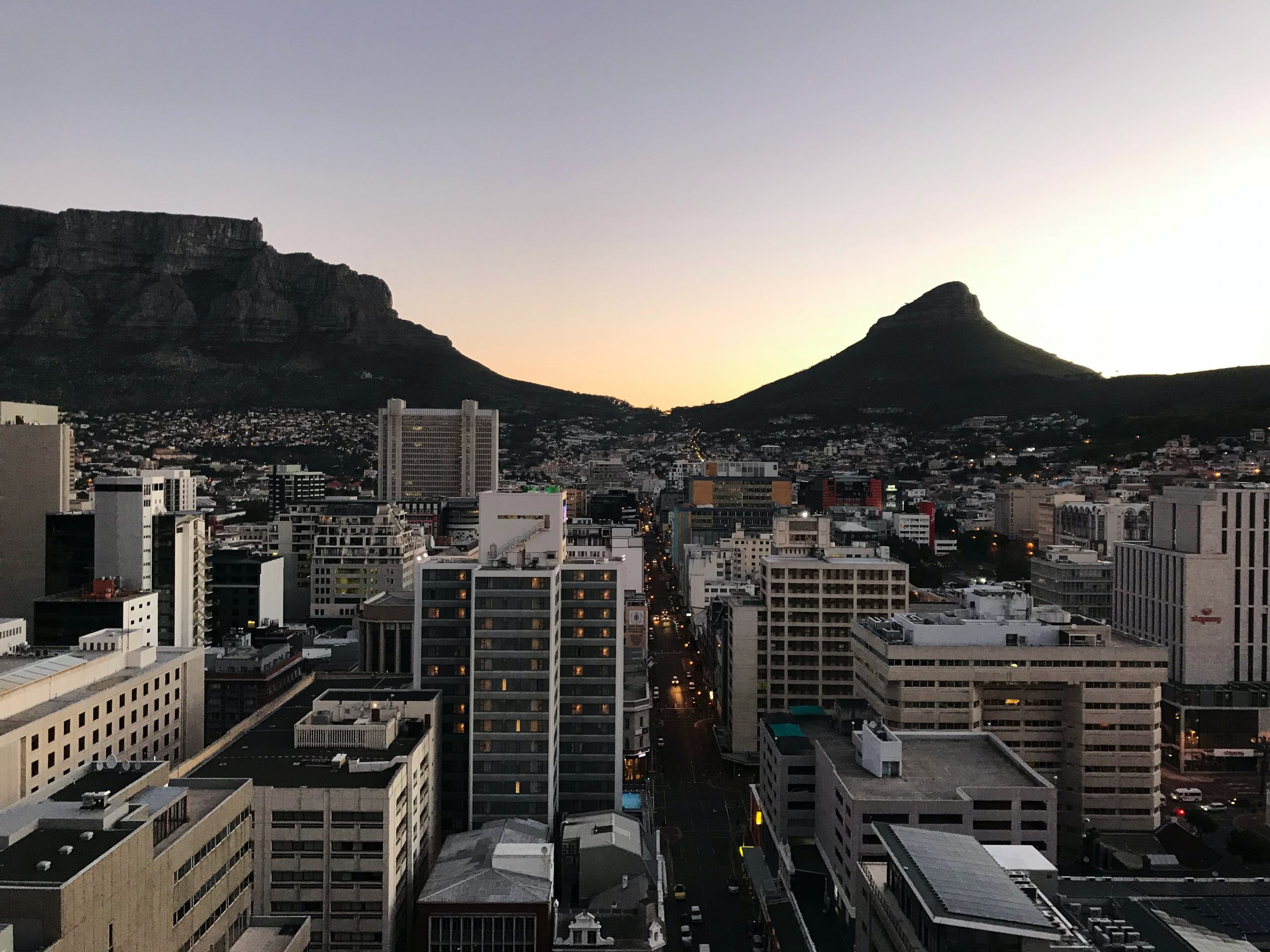 Sunset from cape Town city centre