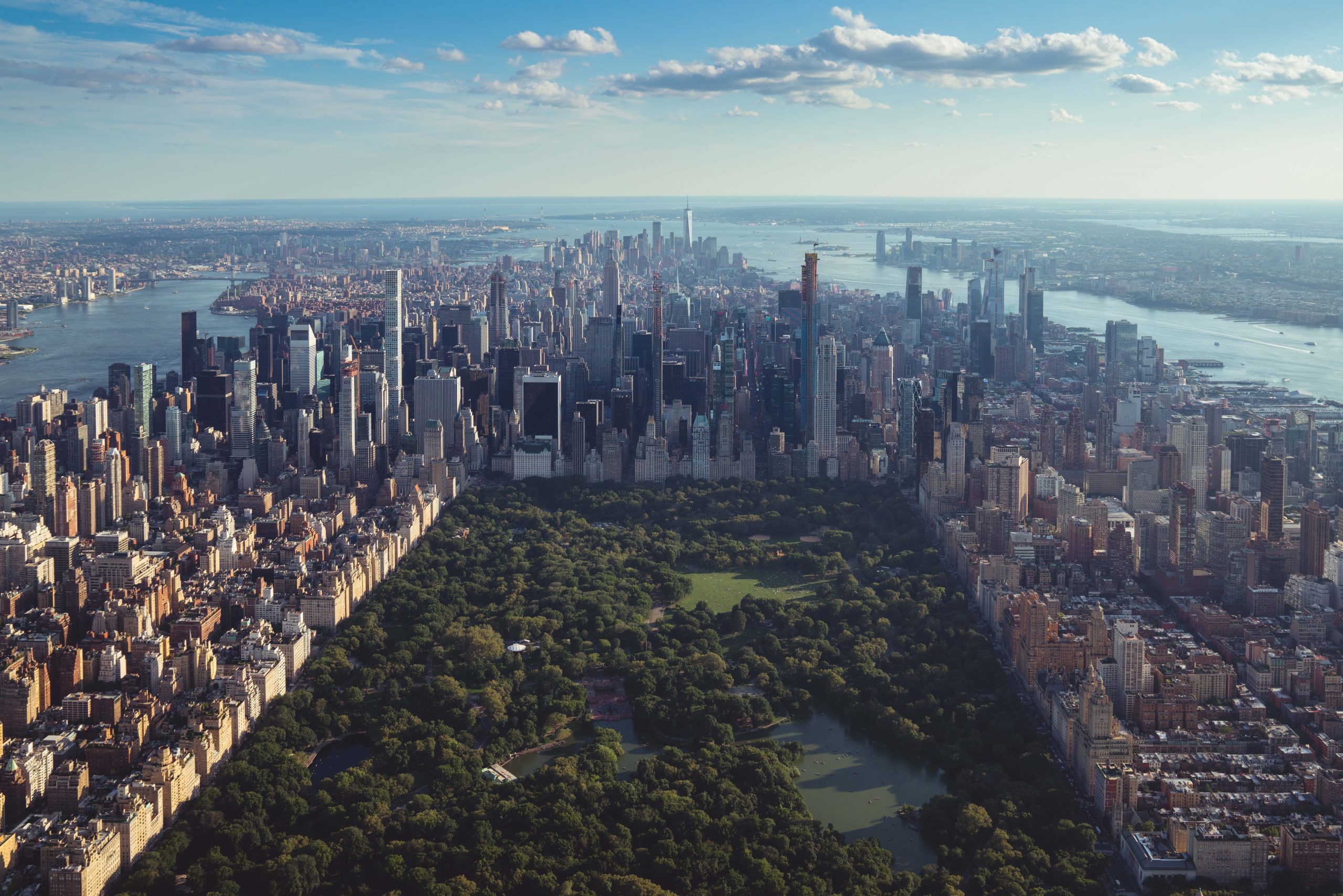 Central park as seen from above - stay here for quick access to leafy greens and boulevards