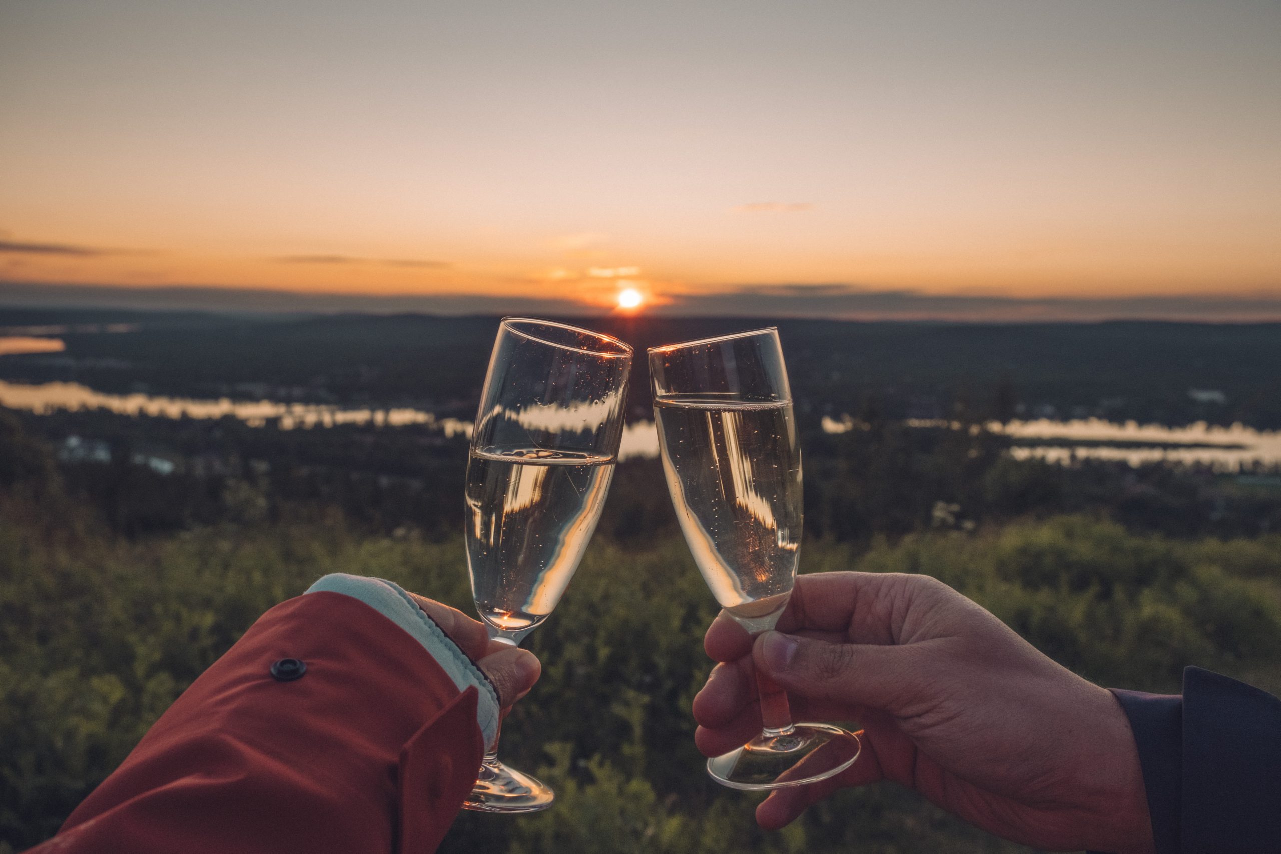 Champagne Midnight sun Finnish Lapland