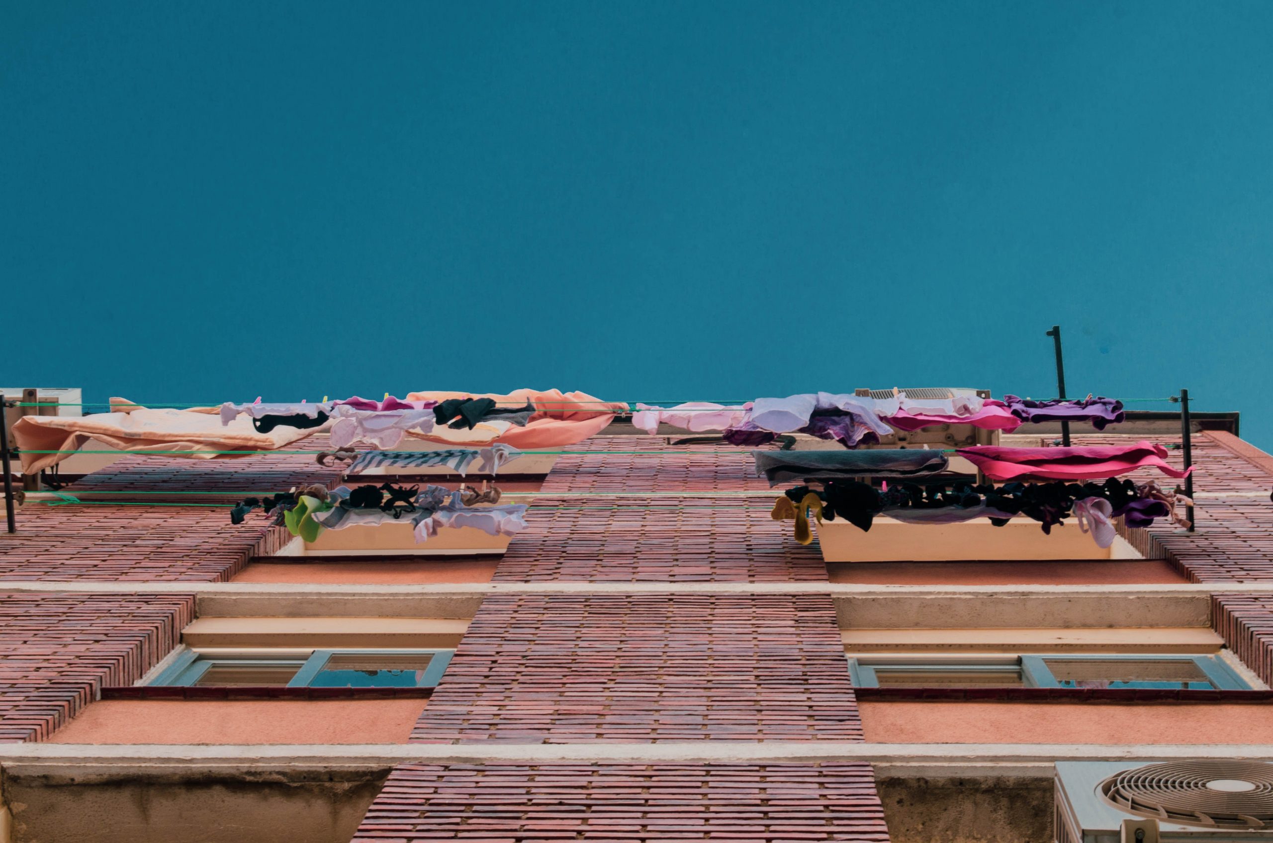 Clothes drying from a block of flats - chueca is a cool district with lots of nightlife