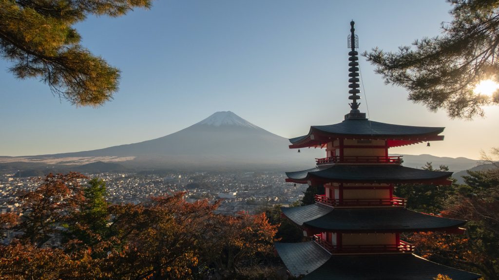 Chureito Pagoda with iconic views of Fujisan