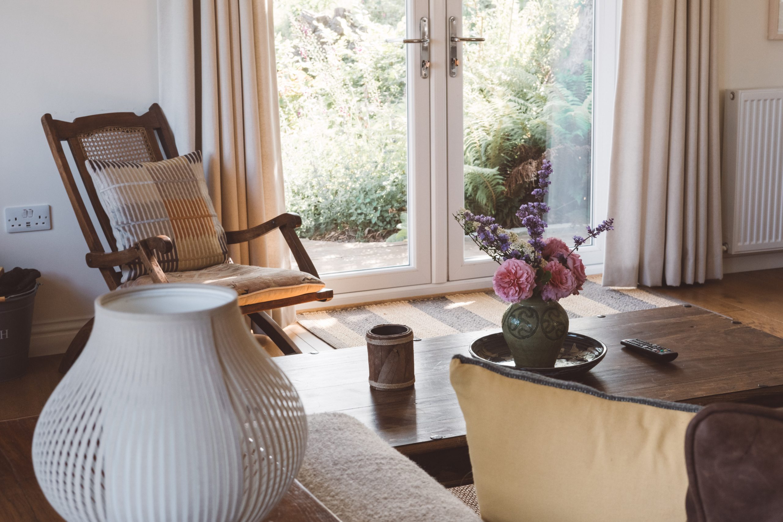 Comfy and inviting sitting area in the Scandi accommodation in Devon