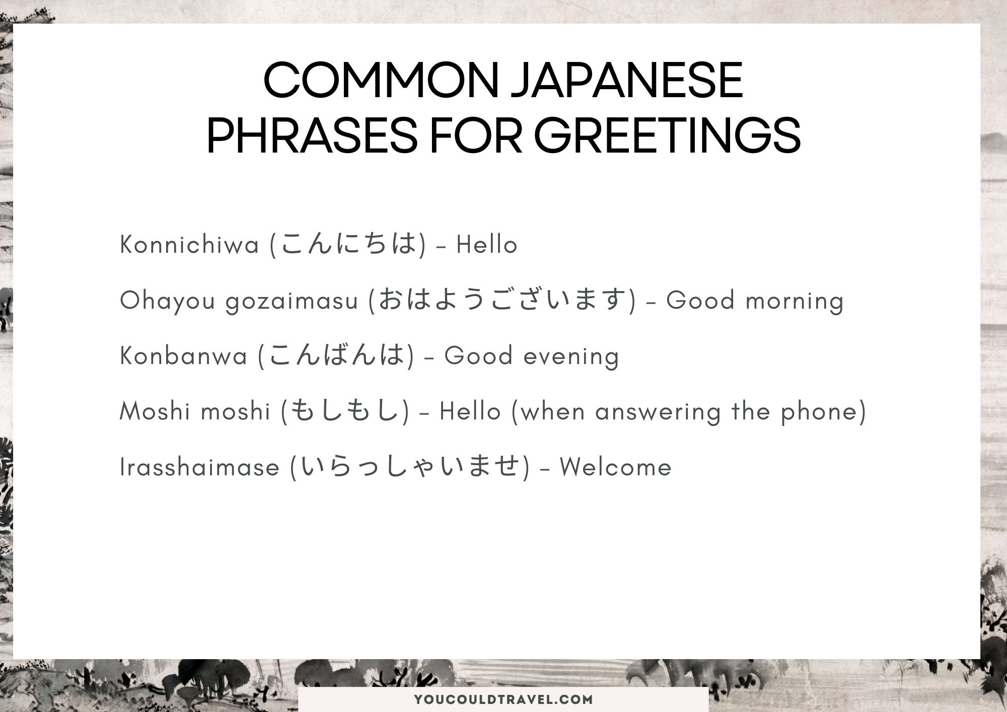 Common Japanese phrases for greetings