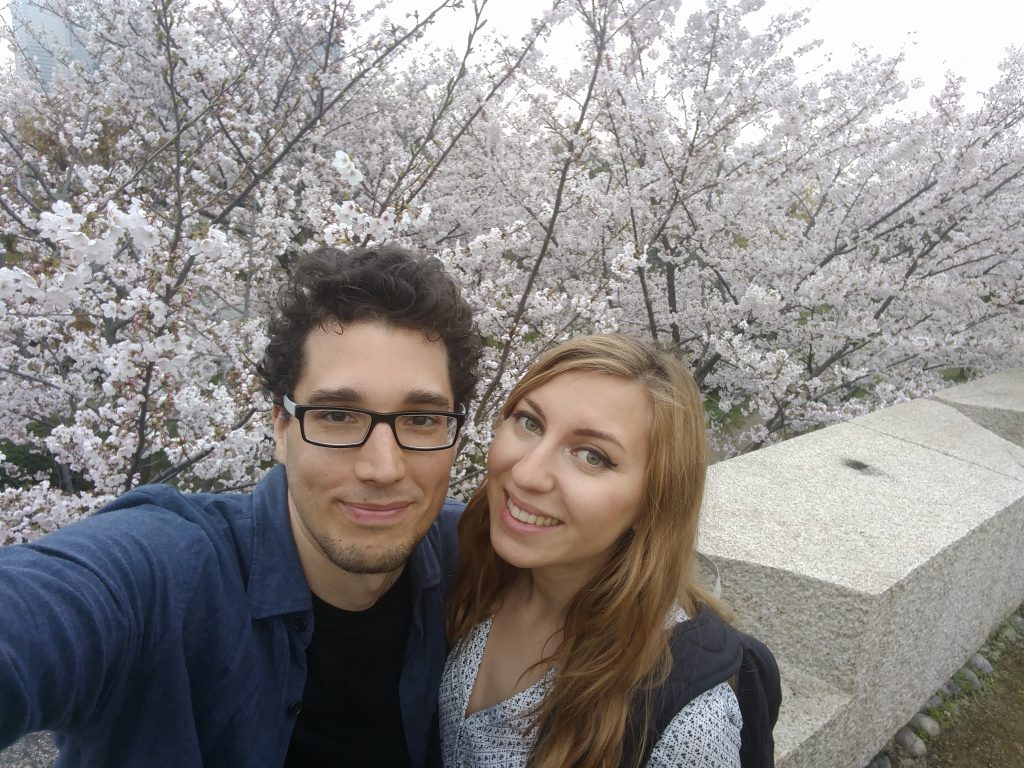 Cory and Greg from You Could Travel enjoying Kyoto in April during sakura season