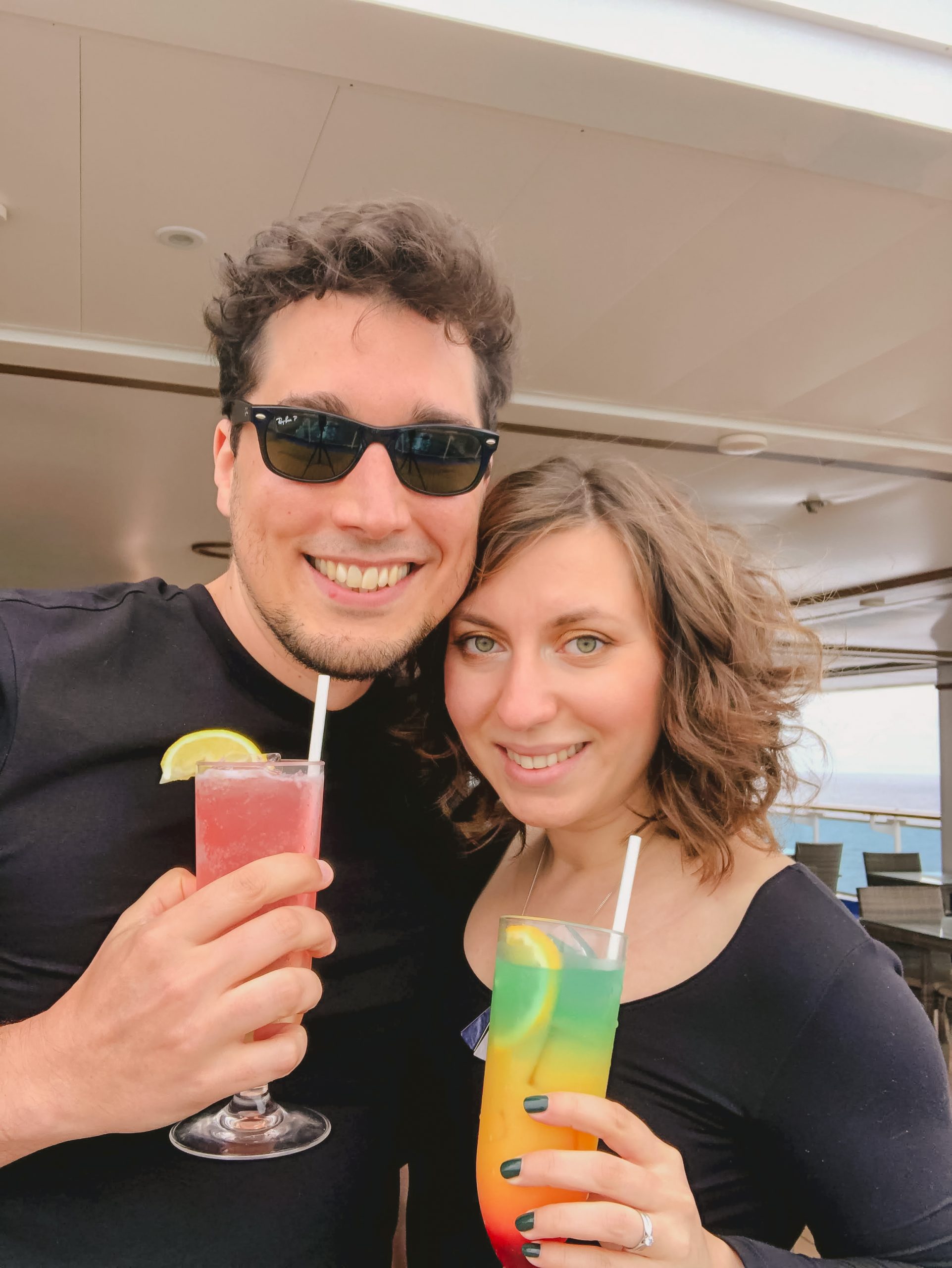 Cory and G sipping cocktails on Princess Cruise