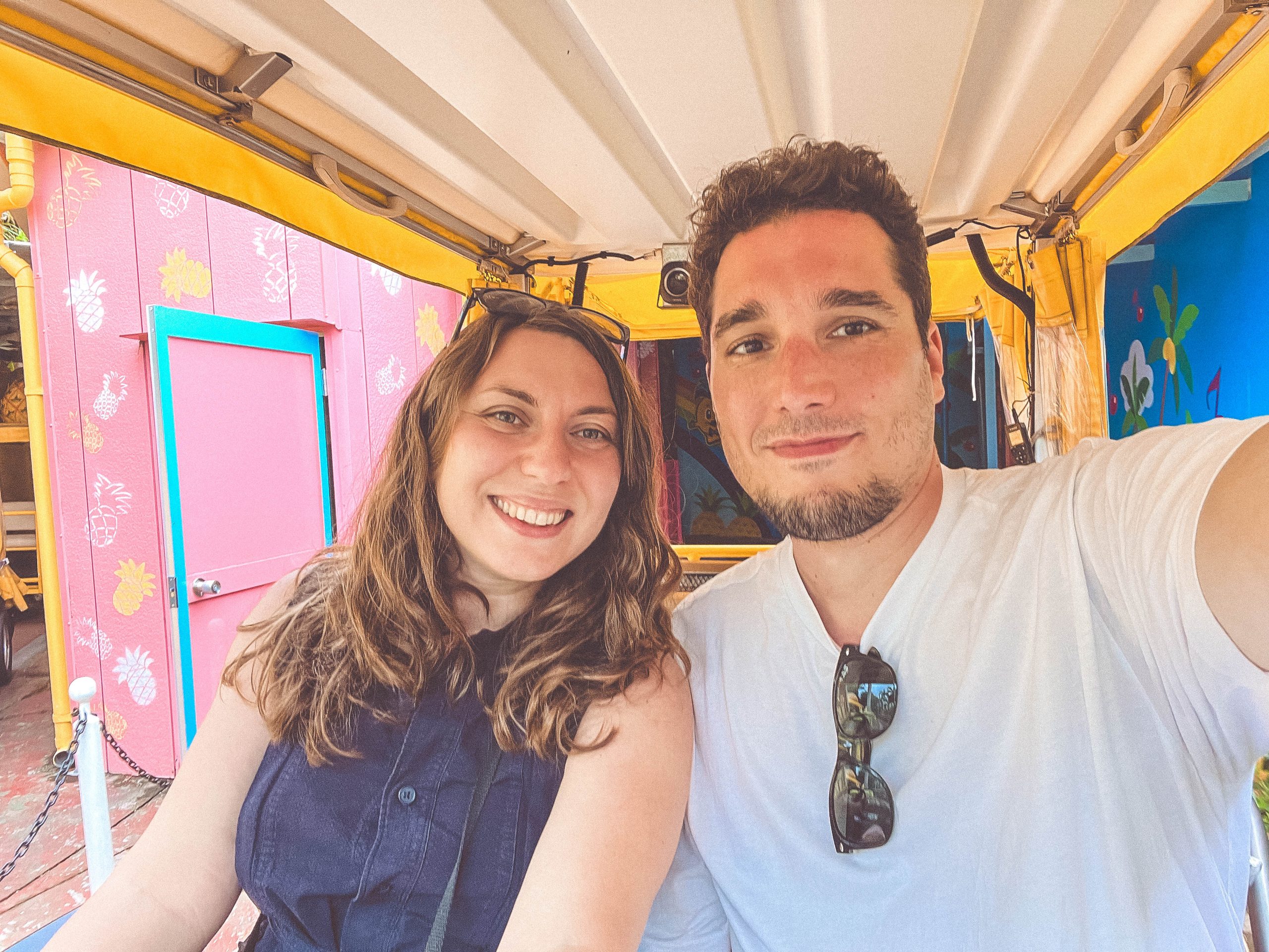 Cory and Greg from You Could Travel at Nago Pineapple Park Cory and Greg from You Could Travel at Nago Pineapple Park