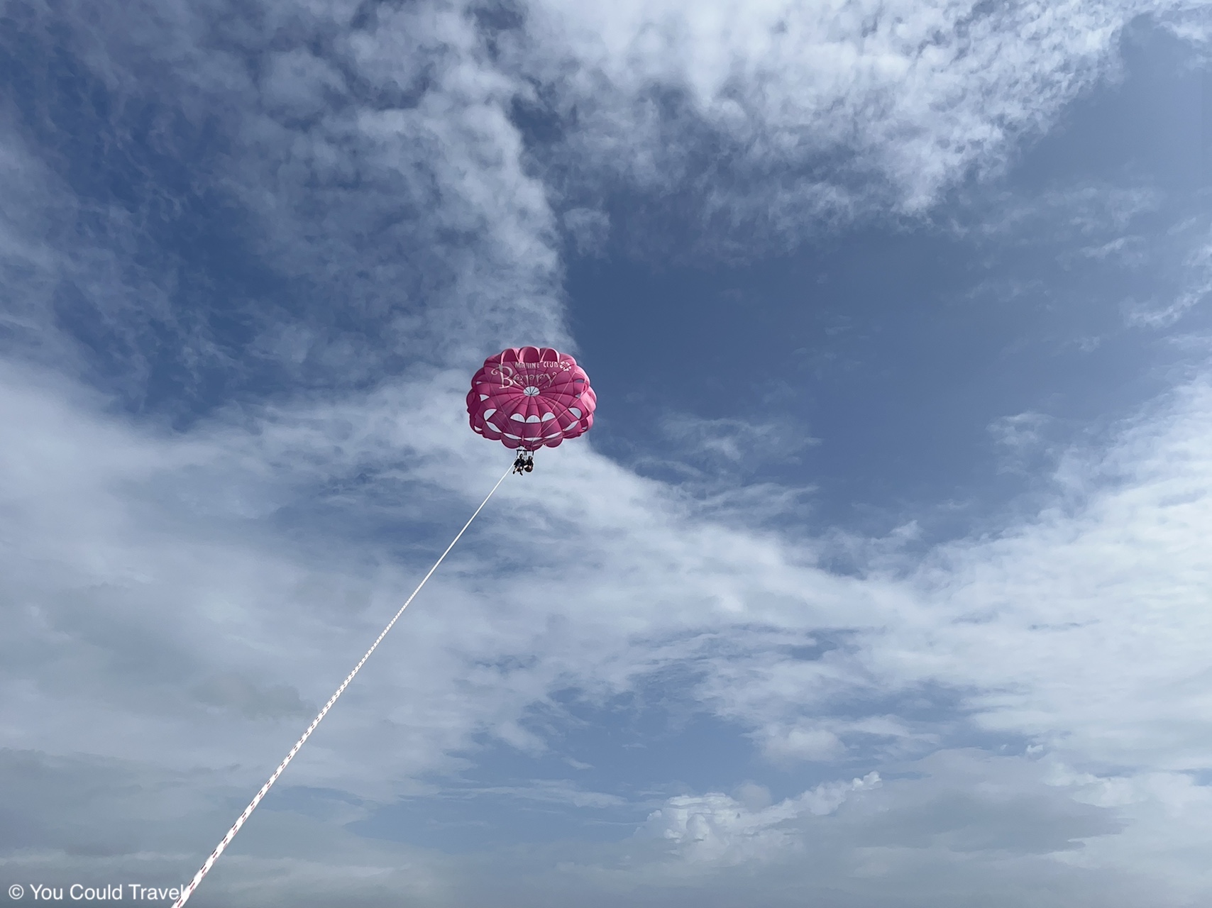 Cory and Greg parasailing in Okinawa