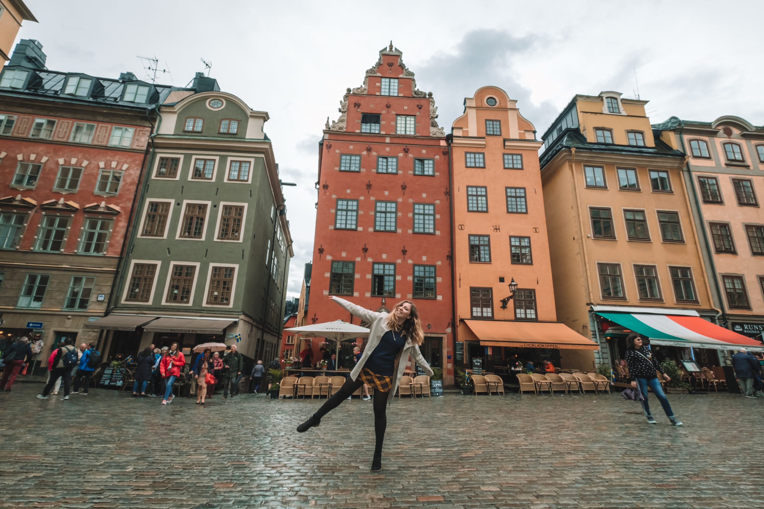 Cory dancing in the old town of Stockholm