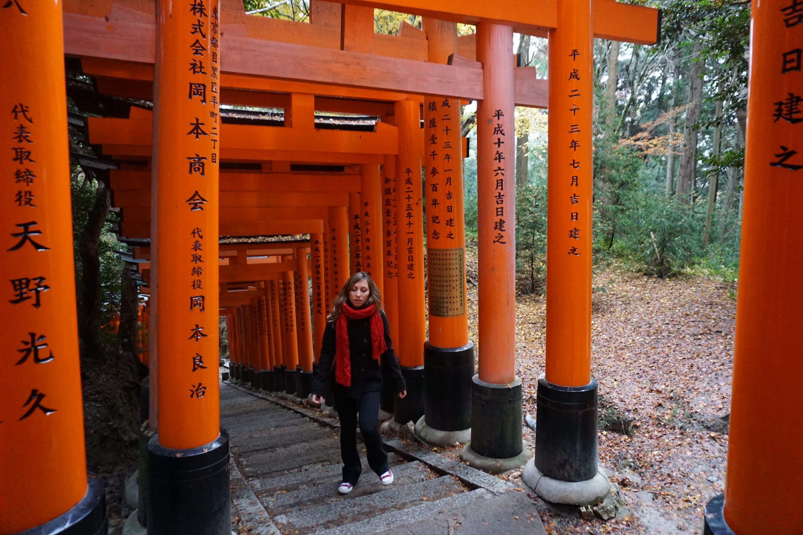 Cory dressed for December in Kyoto at Fushimi Inari Shrine