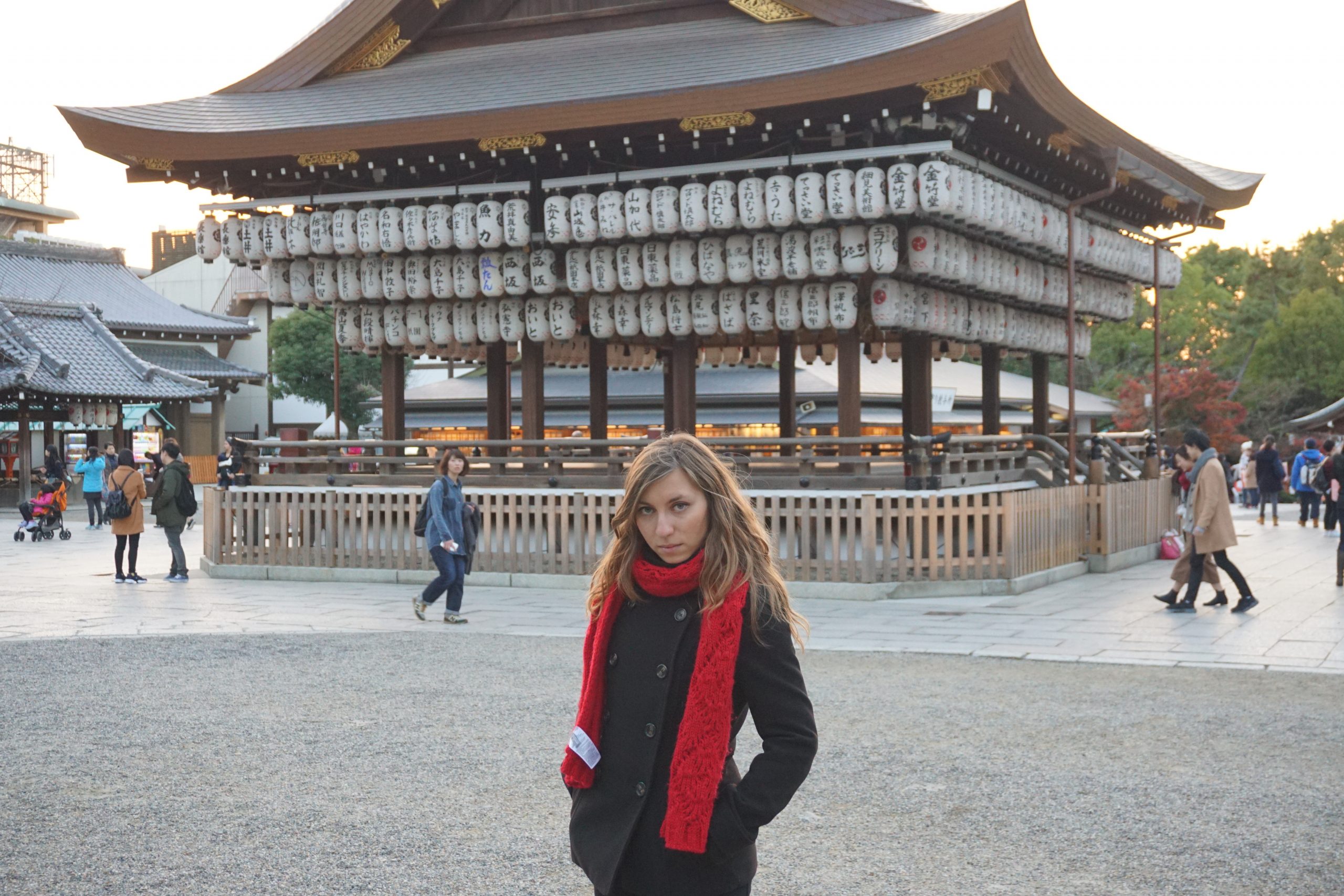 Cory in front of Yasaka Shrine Kyoto