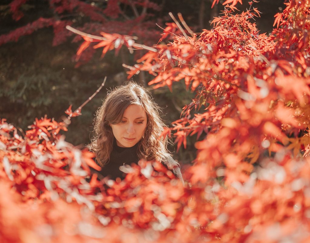 Cory in Tokyo in Nezu Muzeum Garden in the autumn