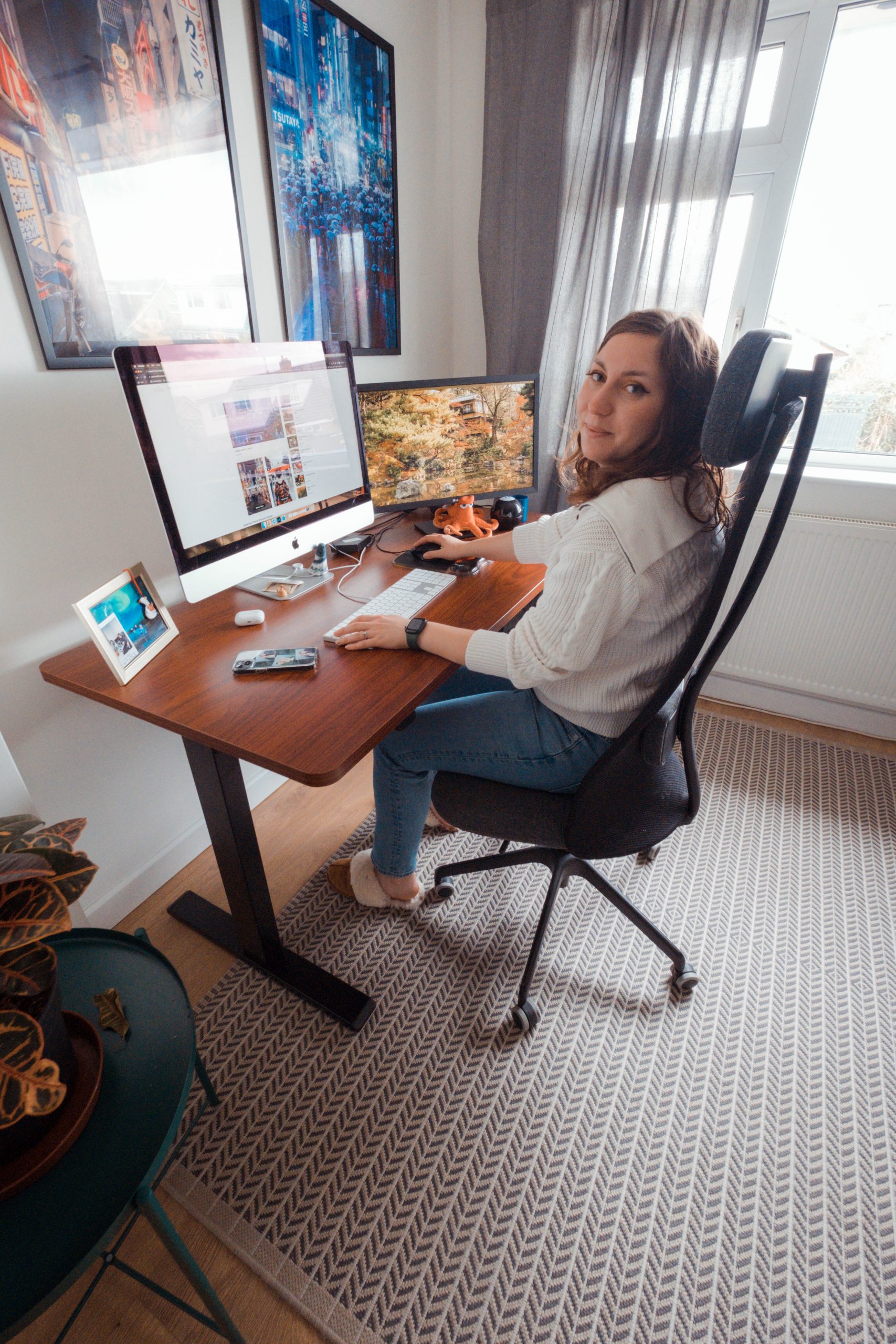 Cory working at her standing desk