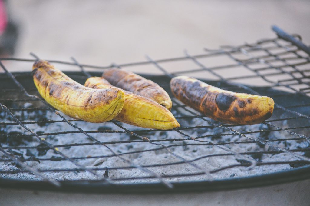 Delicious Nicaraguan Food - Plantains grilled on fire