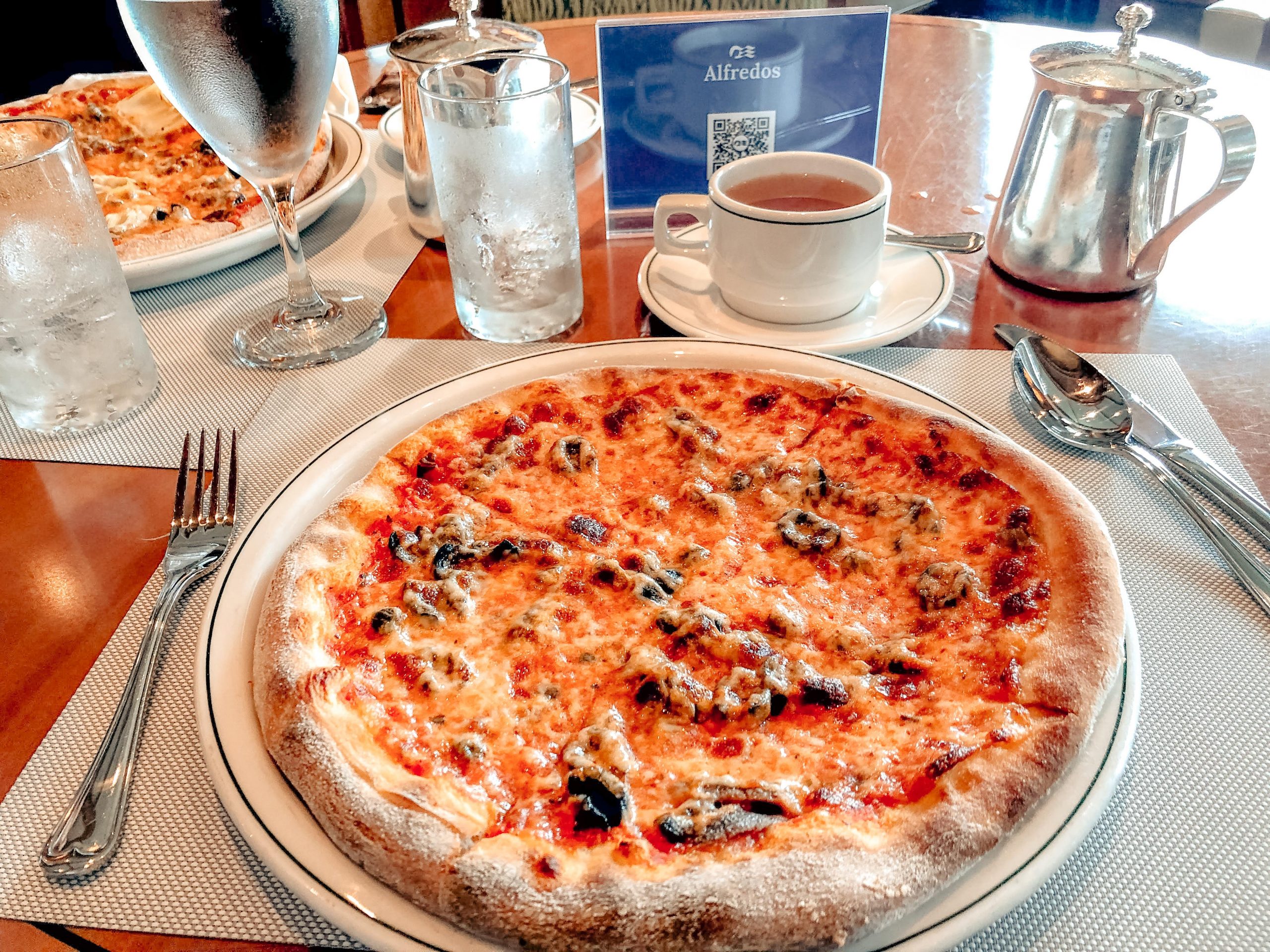 Delicious pizza at alfredos pizzeria on princess cruises