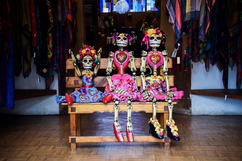 Dia de la muertos figurines sold as Mexican souvenirs