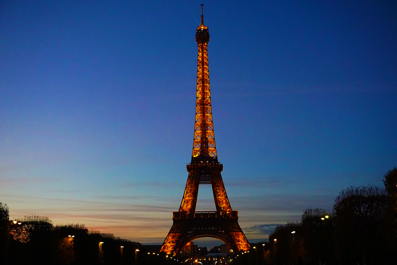 Eiffel Tower Lit Night