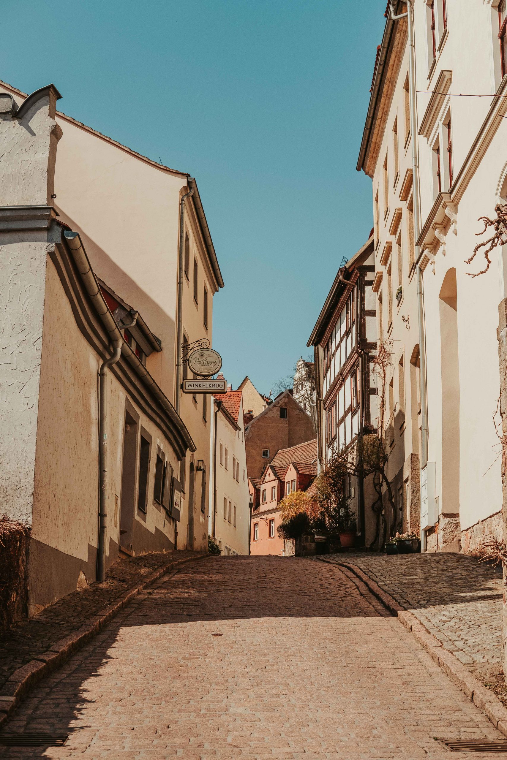 empty stone lanes in Meissen old town