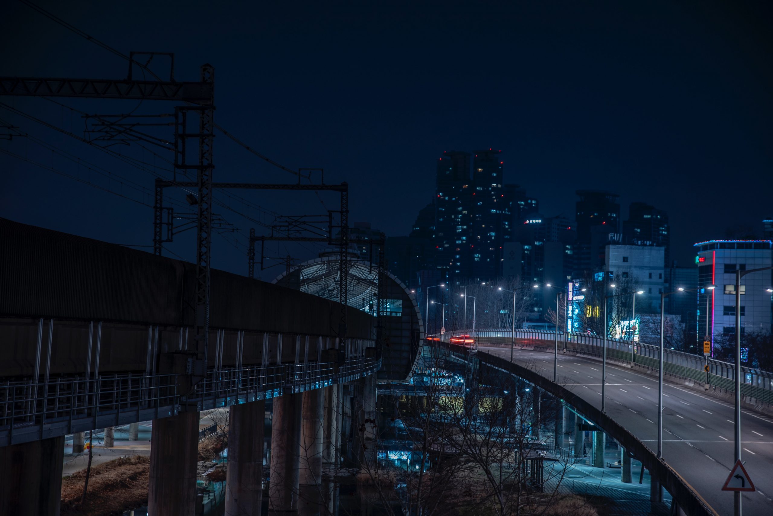 Empty streets of Seoul at night