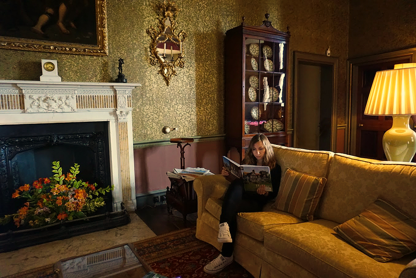 English Castle morning room Dunster Cory reading