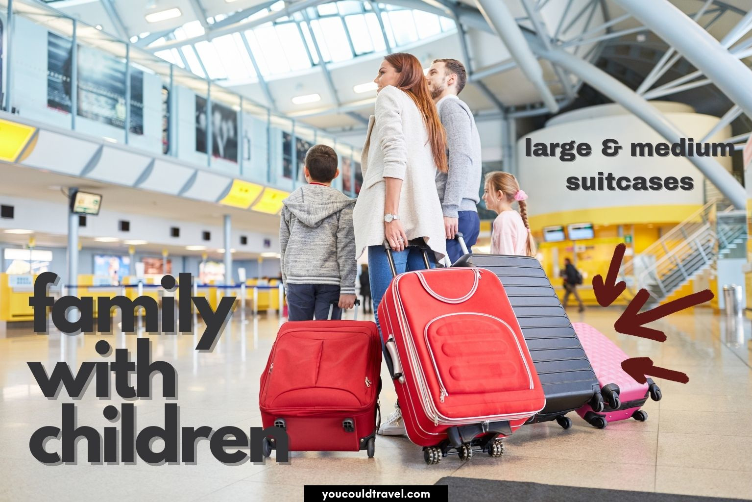 Family with kids at the airport