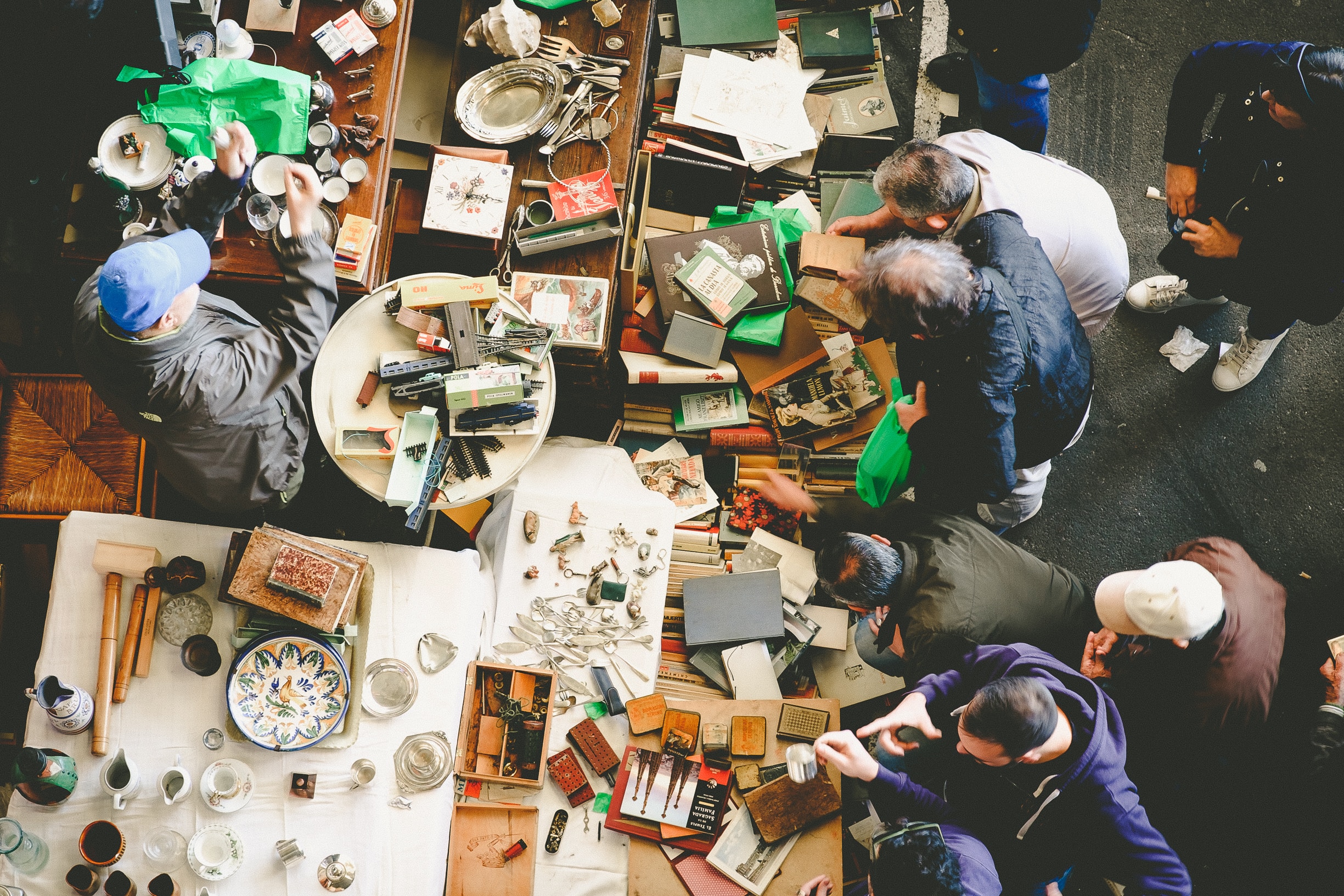 People searching for souvenirs in a flea market