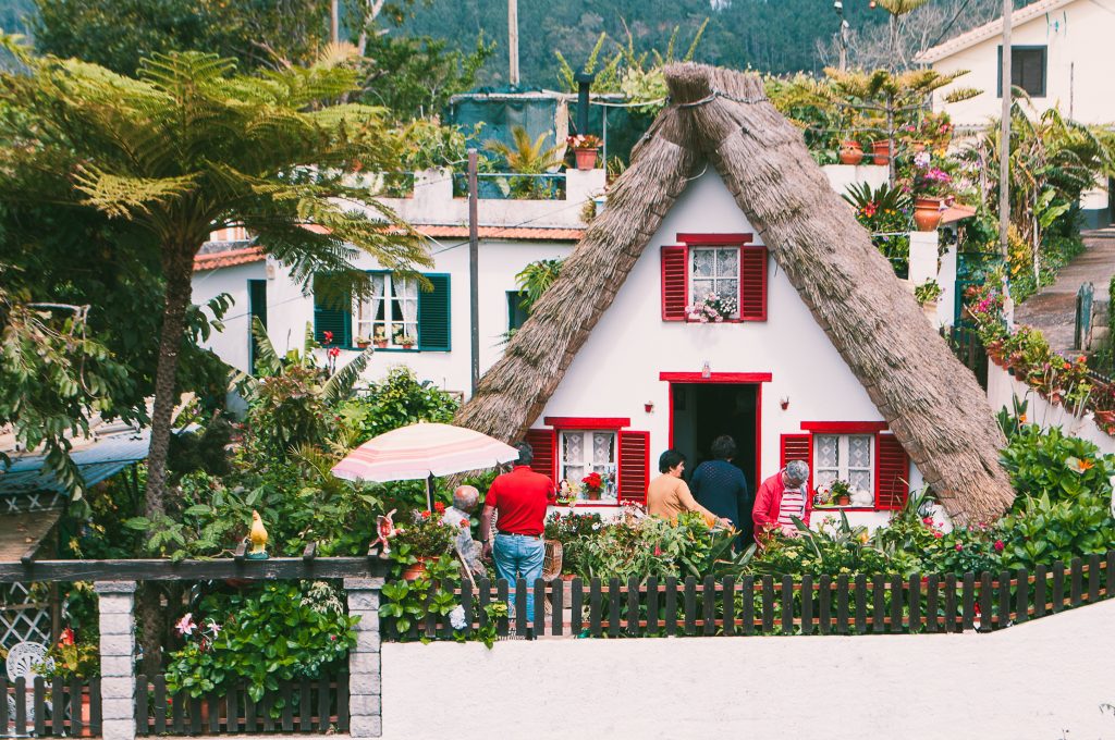 White house with traditional roof in Funchal Madeira