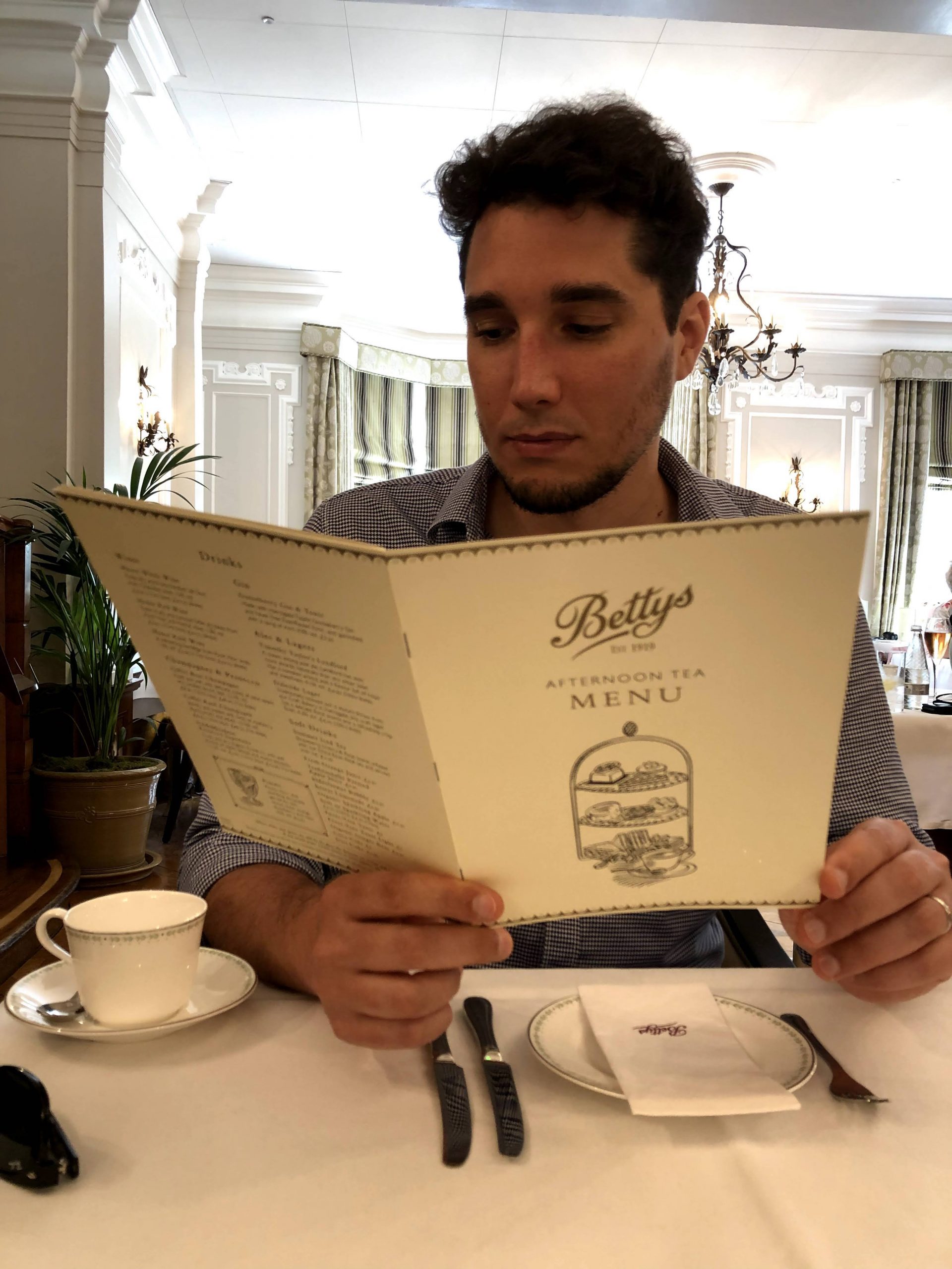 G from You Could Travel enjoying Betty's afternoon tea